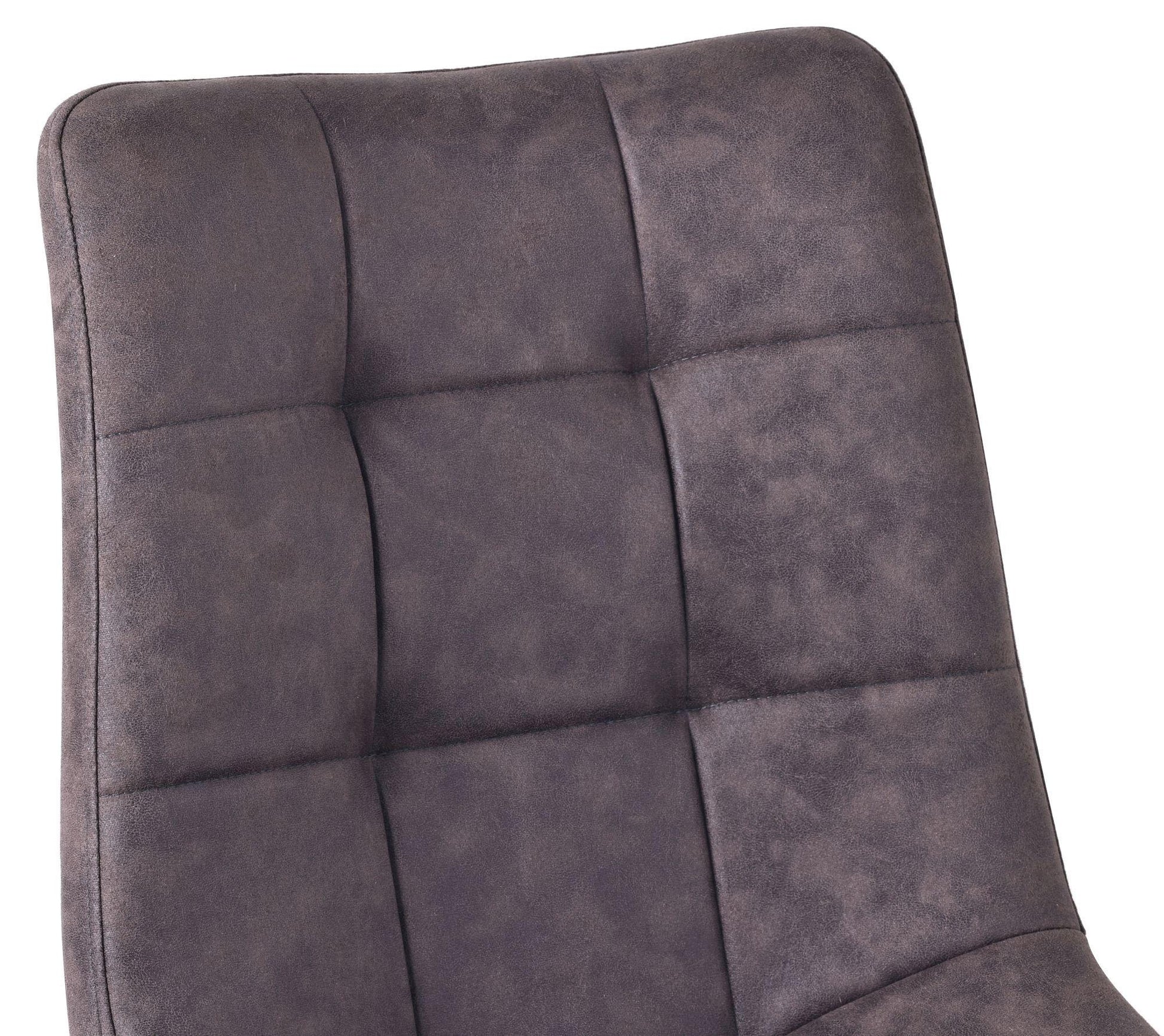 Elba Dining Chairs in Grey Leather Look Fabric and Black Metal Legs - Pair of 2