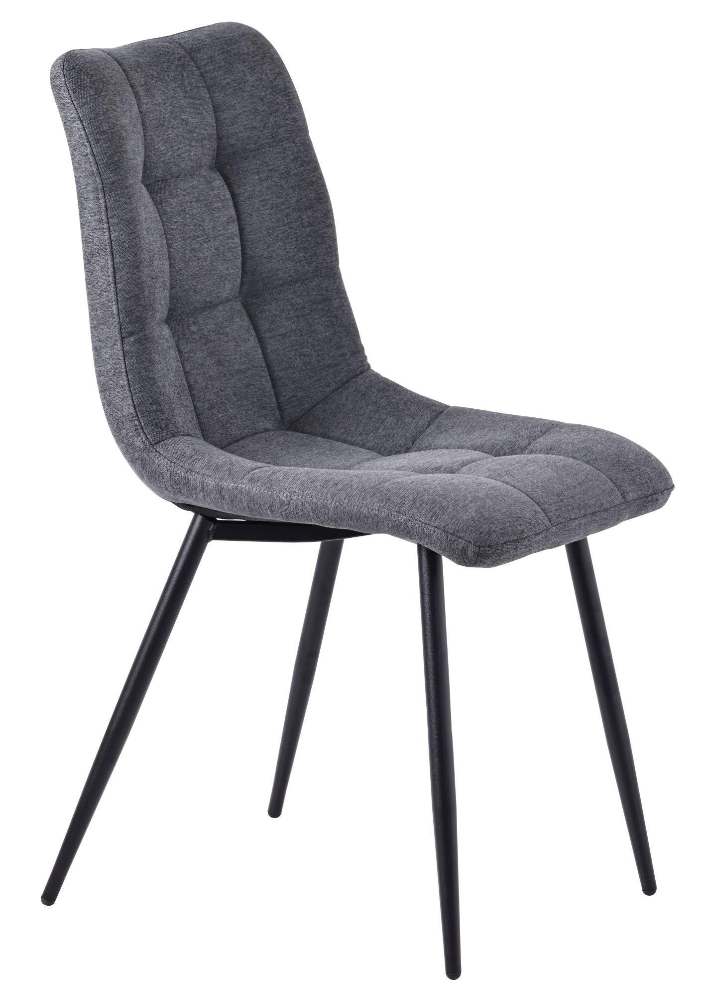 Elba Dining Chairs in Light Grey Fabric and Black Metal Legs - Pair of 2