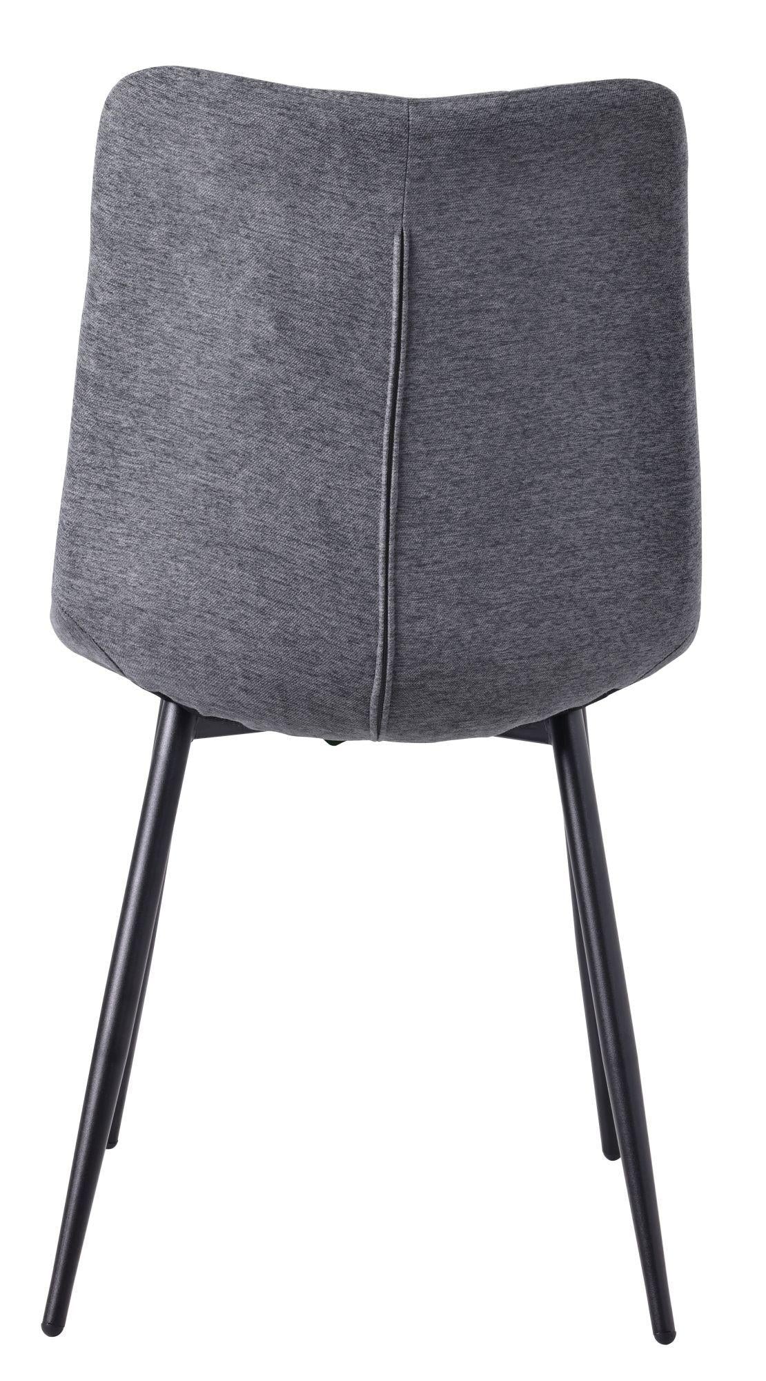 Elba Dining Chairs in Light Grey Fabric and Black Metal Legs - Pair of 2