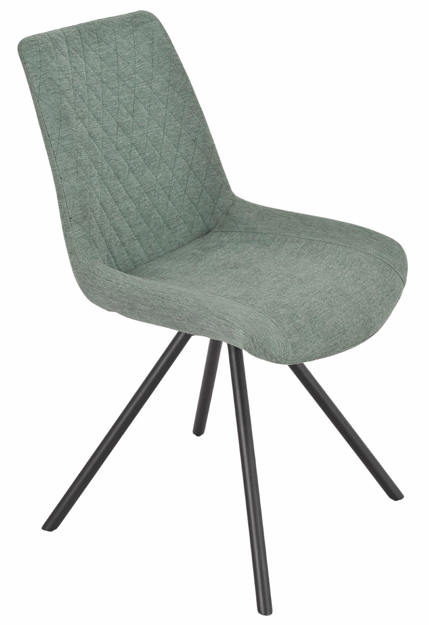 Elliot Green Fabric Swivel Dining Chair with Black Legs - Pair of 2