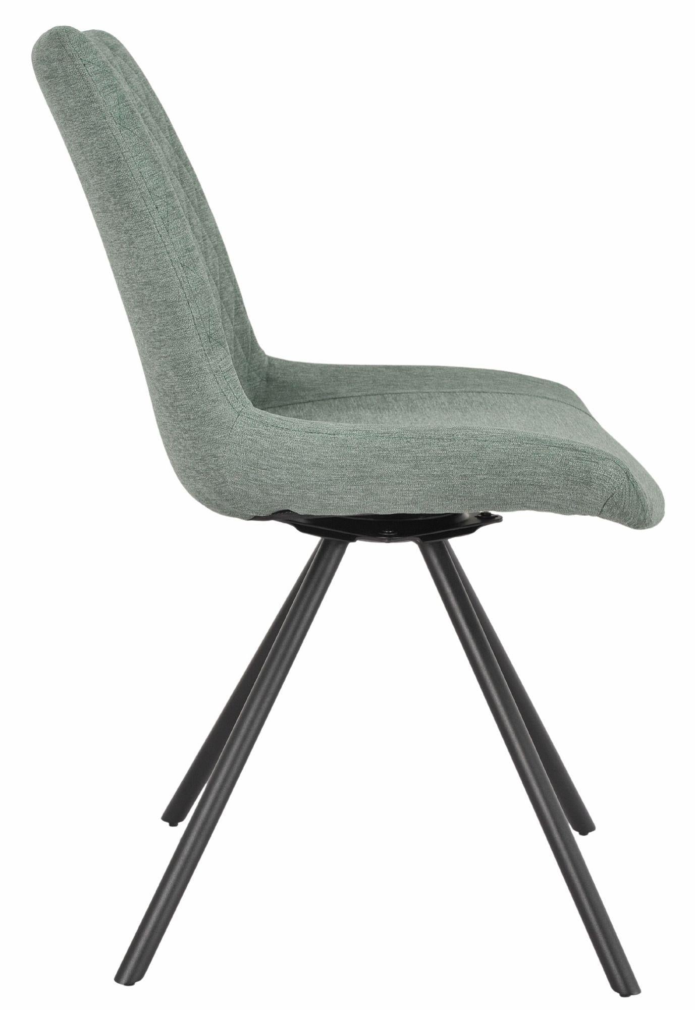 Elliot Green Fabric Swivel Dining Chair with Black Legs - Pair of 2