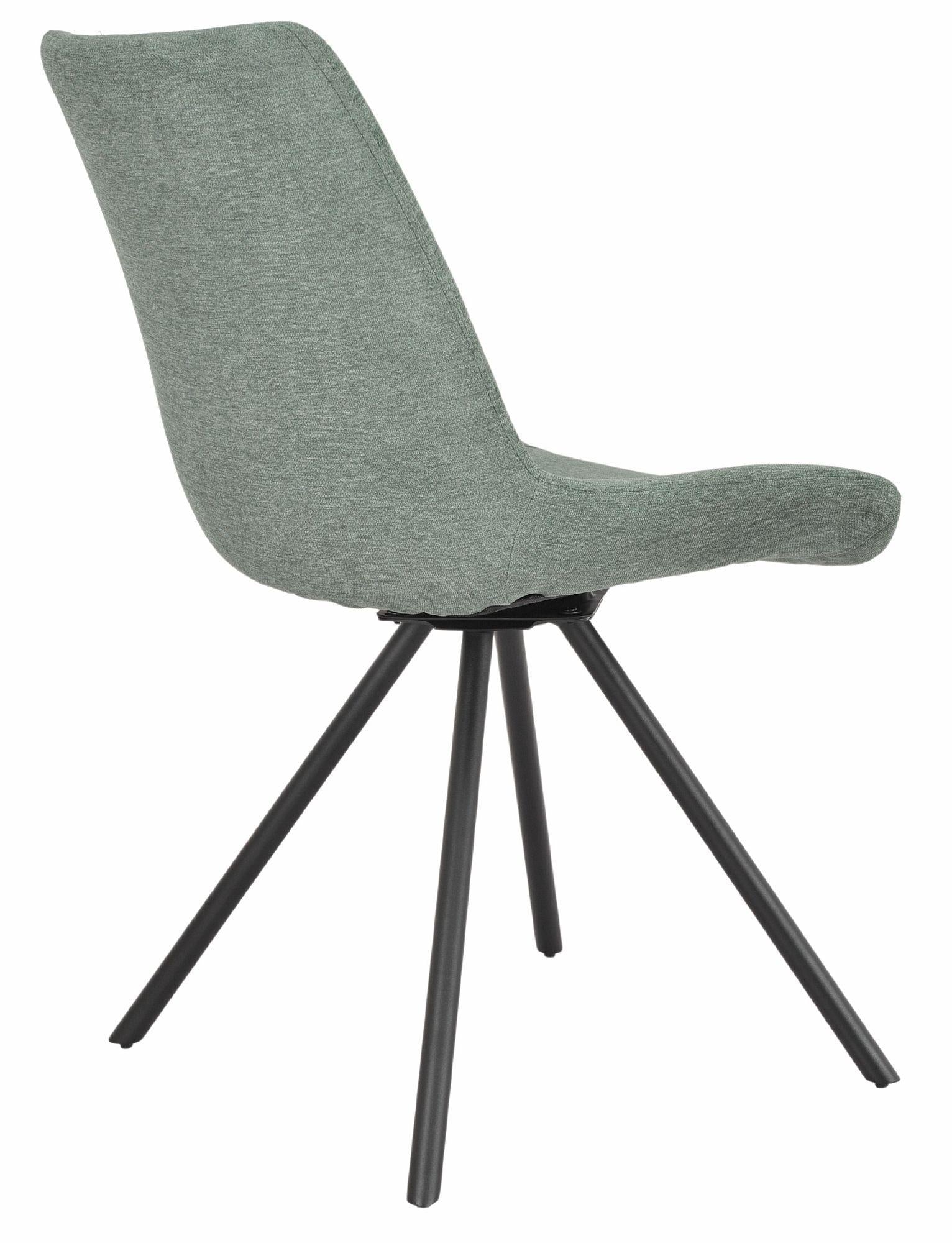Elliot Green Fabric Swivel Dining Chair with Black Legs - Pair of 2