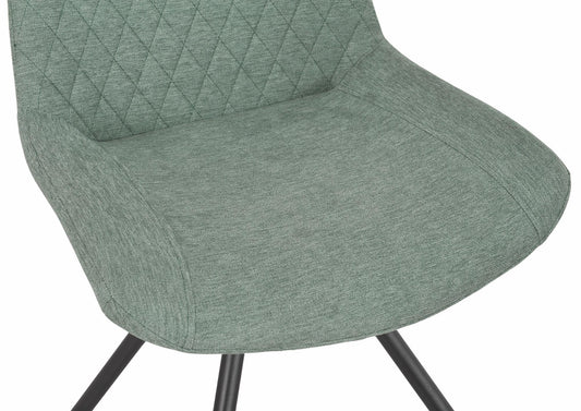 Elliot Green Fabric Swivel Dining Chair with Black Legs - Pair of 2