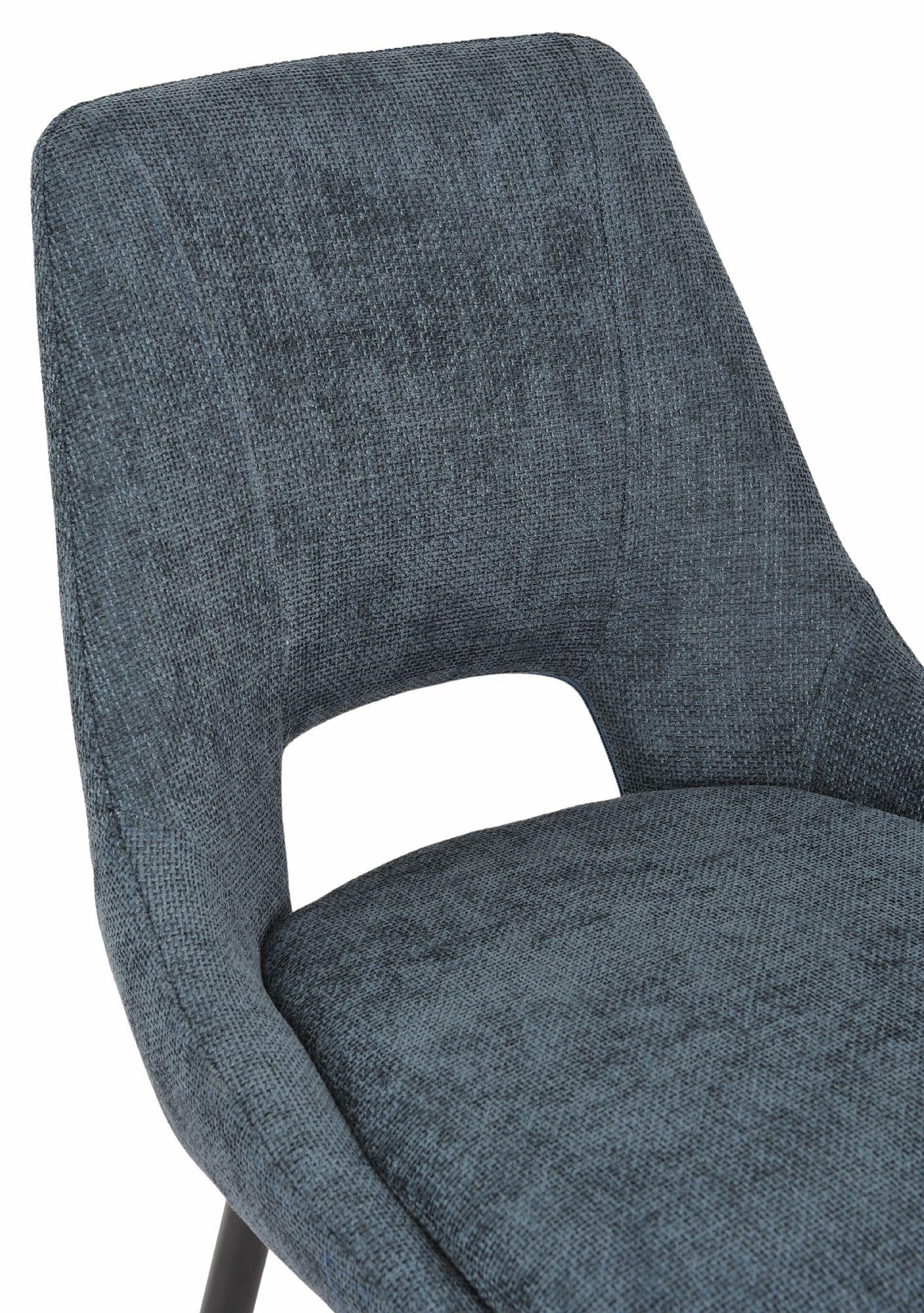 Fabien Blue Fabric Dining Chair with Black Legs - Pair of 2