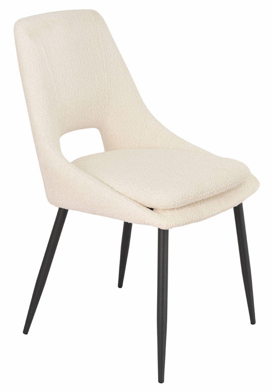 Fabien Cream Fabric Dining Chair with Black Legs - Pair of 2