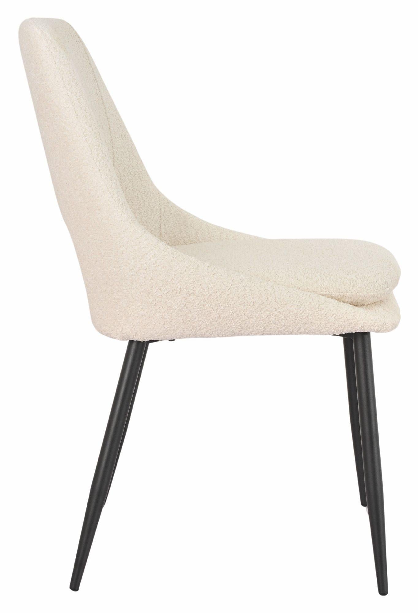 Fabien Cream Fabric Dining Chair with Black Legs - Pair of 2
