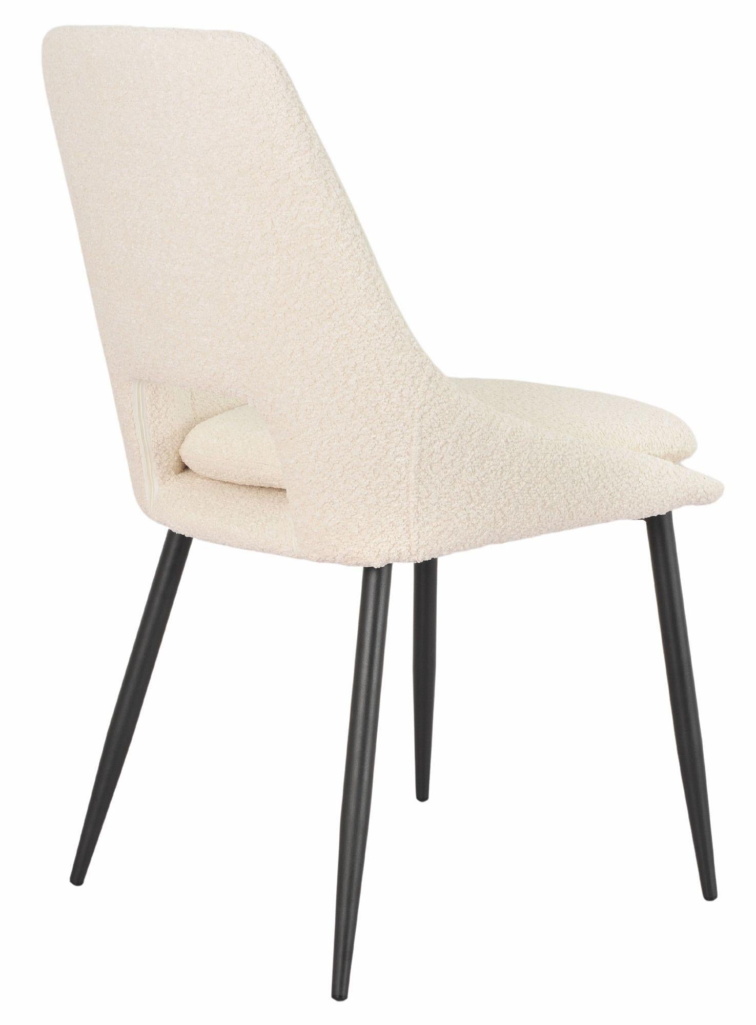 Fabien Cream Fabric Dining Chair with Black Legs - Pair of 2