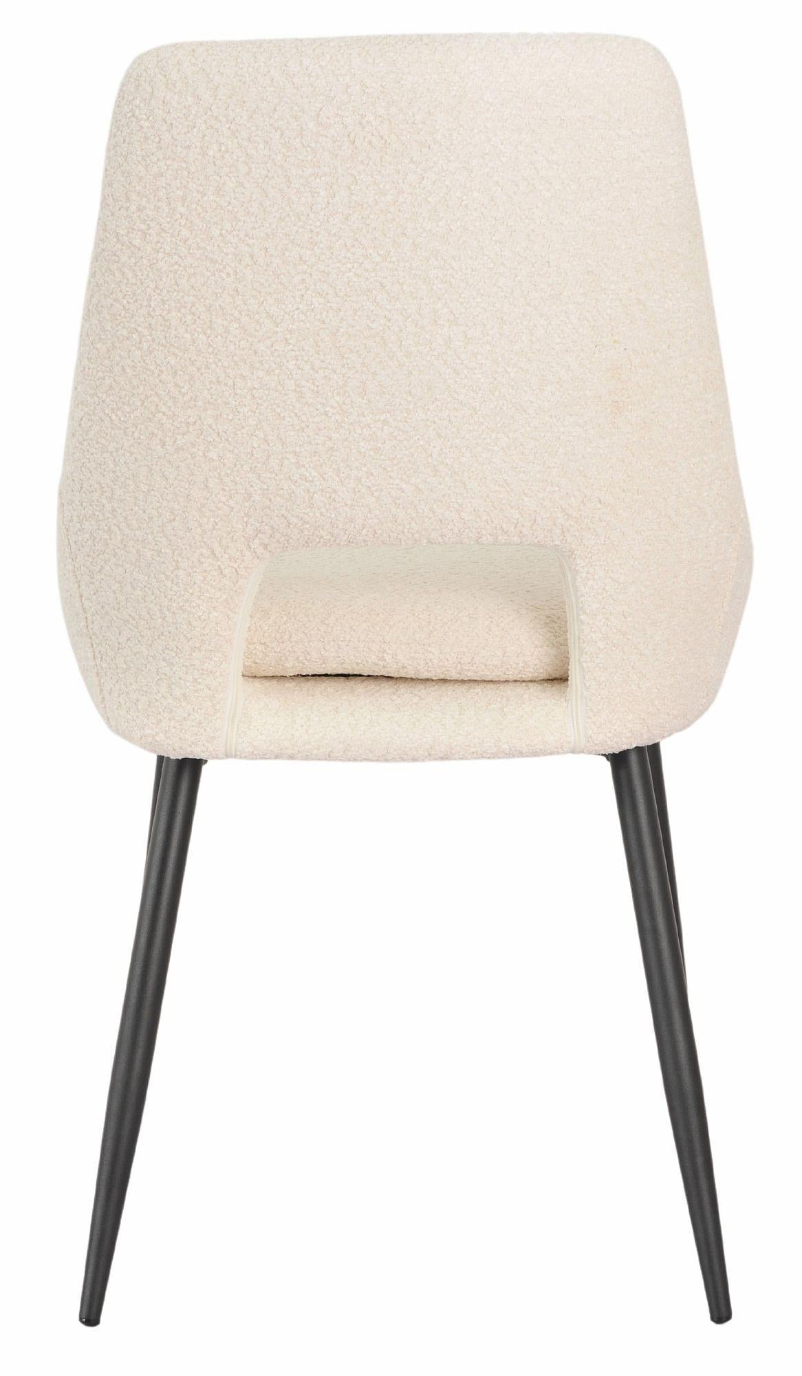 Fabien Cream Fabric Dining Chair with Black Legs - Pair of 2