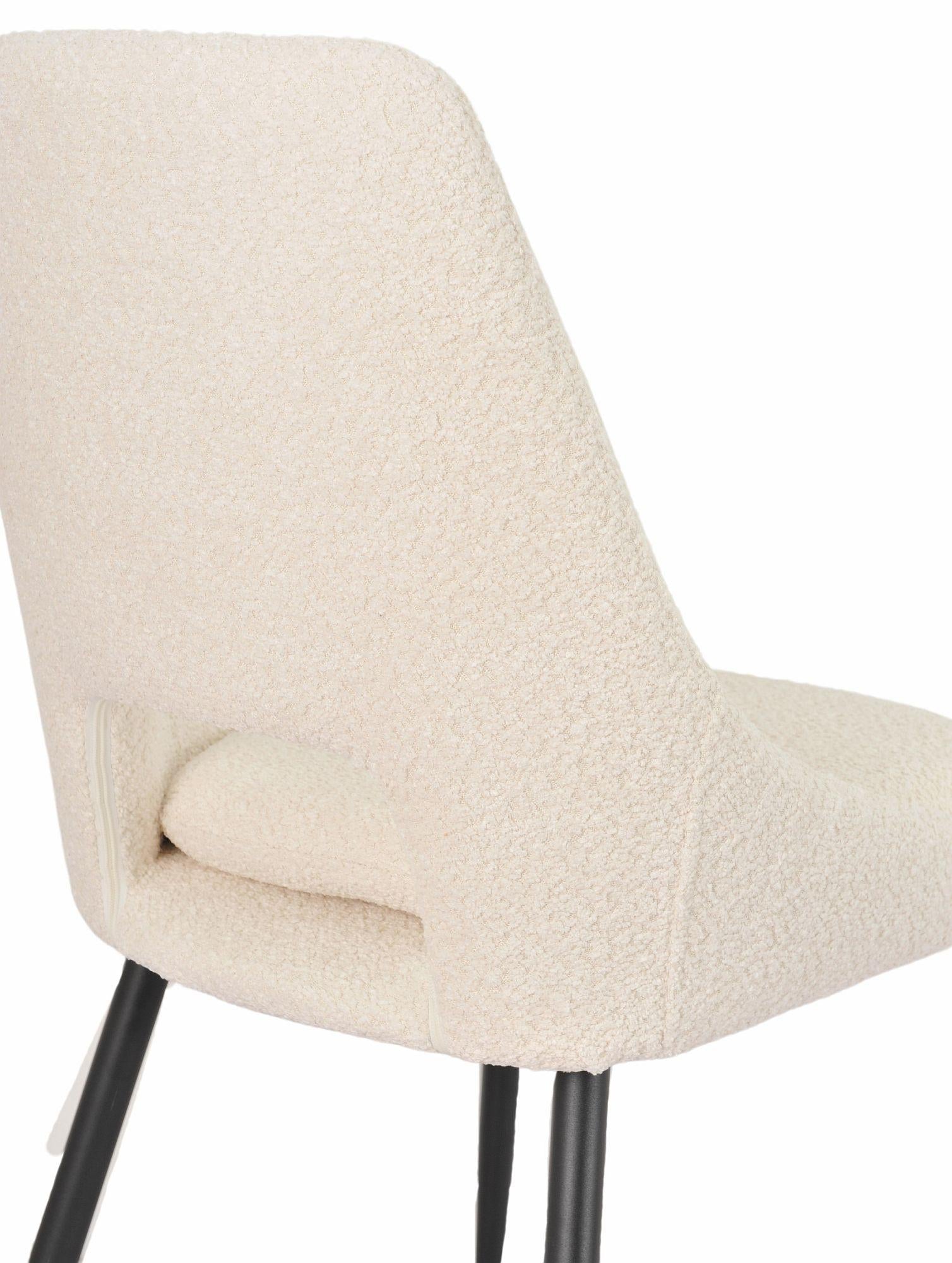 Fabien Cream Fabric Dining Chair with Black Legs - Pair of 2