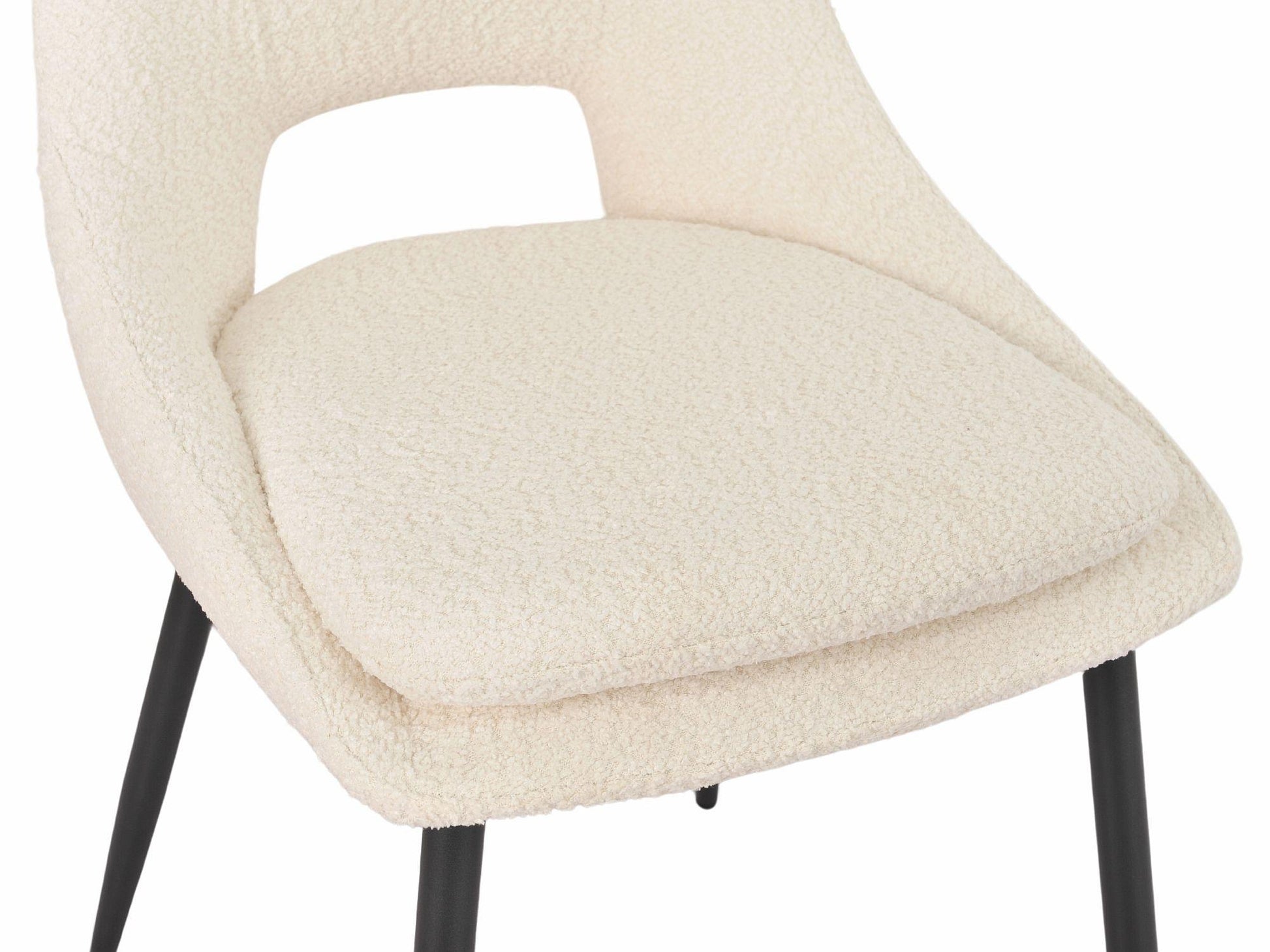 Fabien Cream Fabric Dining Chair with Black Legs - Pair of 2