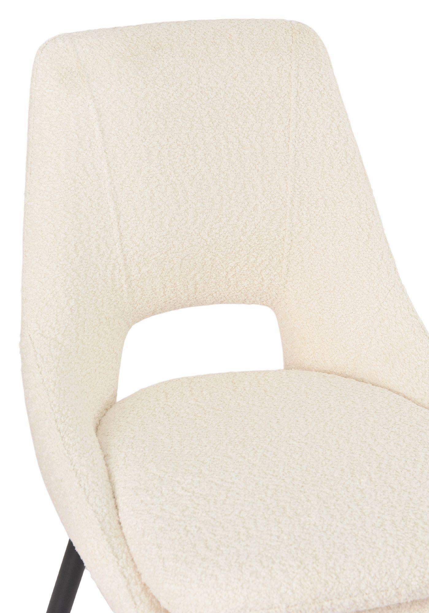 Fabien Cream Fabric Dining Chair with Black Legs - Pair of 2