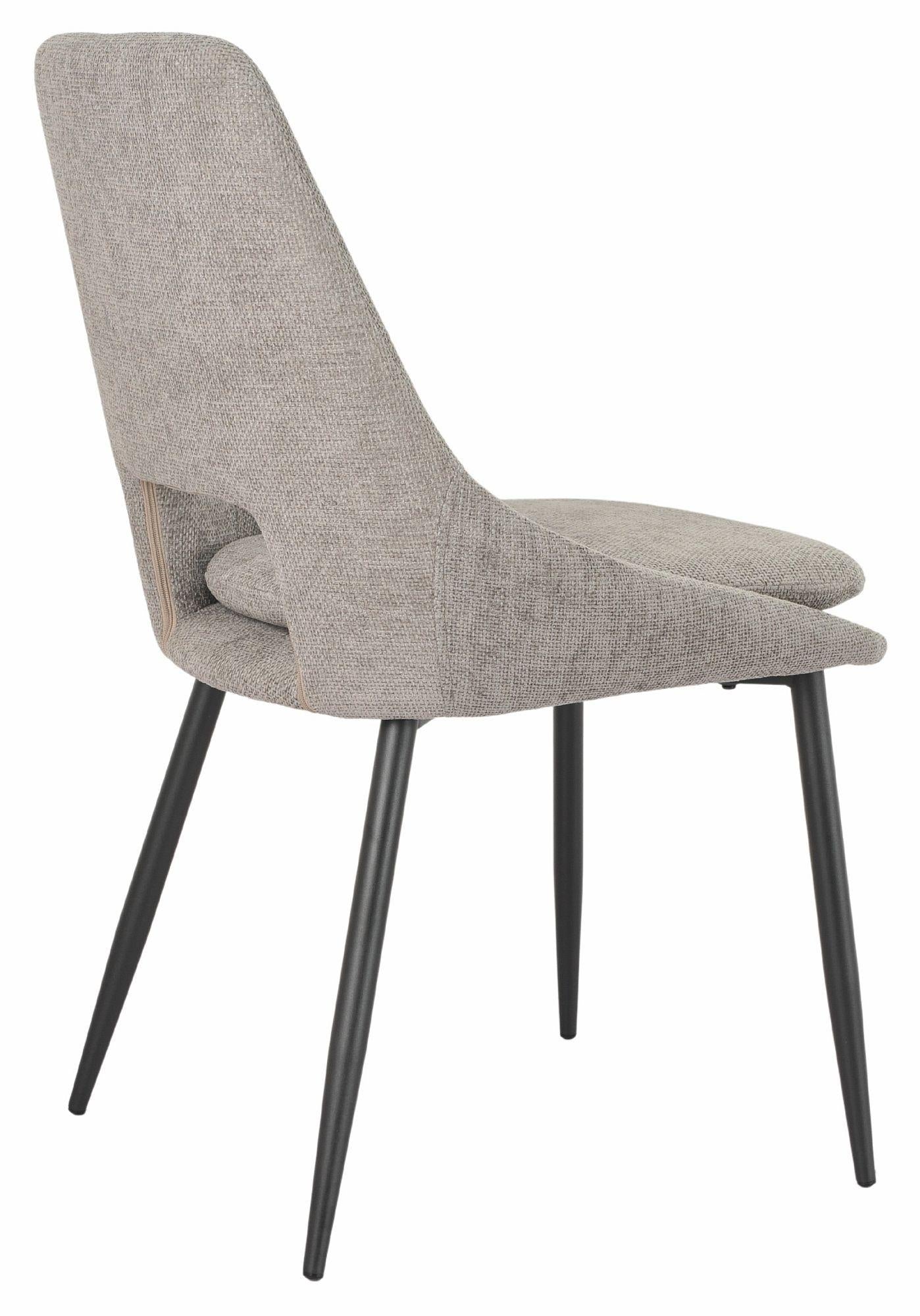 Fabien Grey Fabric Dining Chair with Black Legs - Pair of 2
