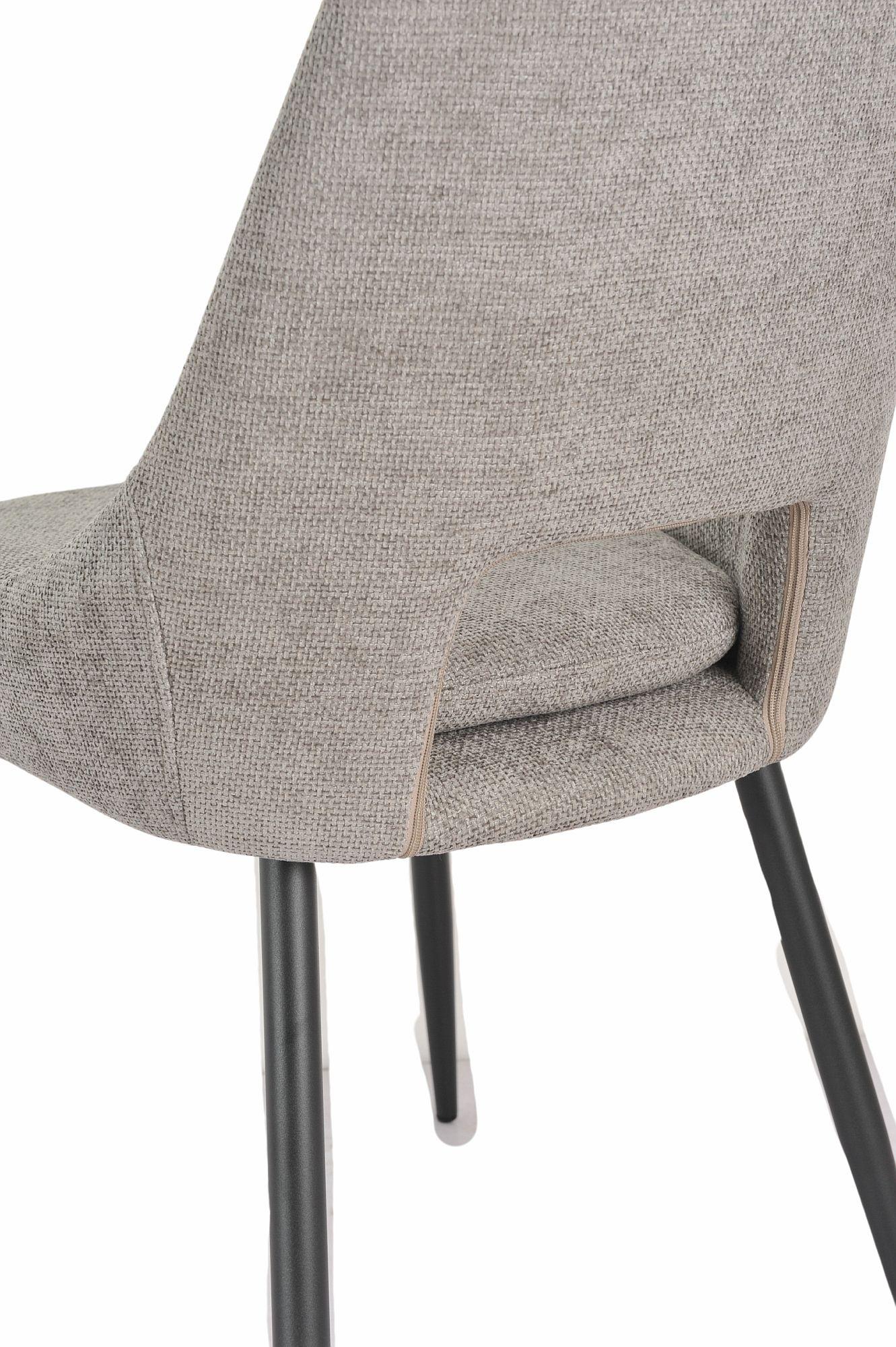 Fabien Grey Fabric Dining Chair with Black Legs - Pair of 2