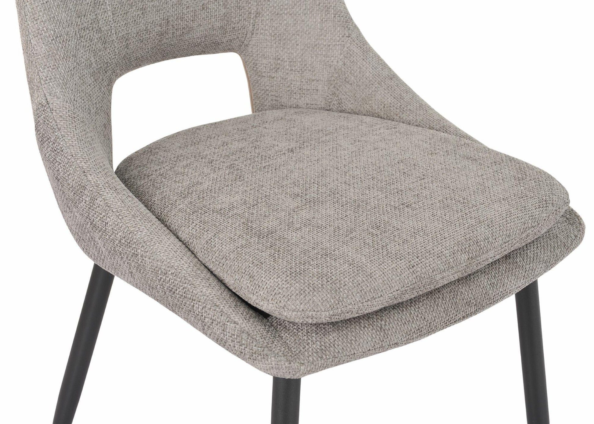 Fabien Grey Fabric Dining Chair with Black Legs - Pair of 2