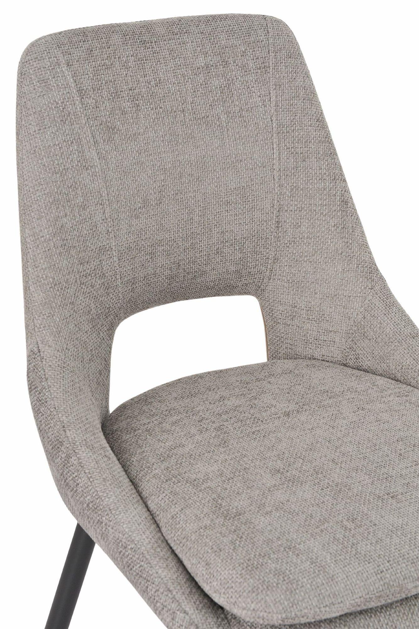 Fabien Grey Fabric Dining Chair with Black Legs - Pair of 2