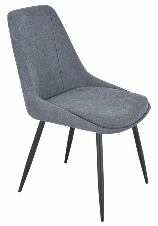 Jeeves Dark Grey Fabric Dining Chair with Black Legs - Pair of 2