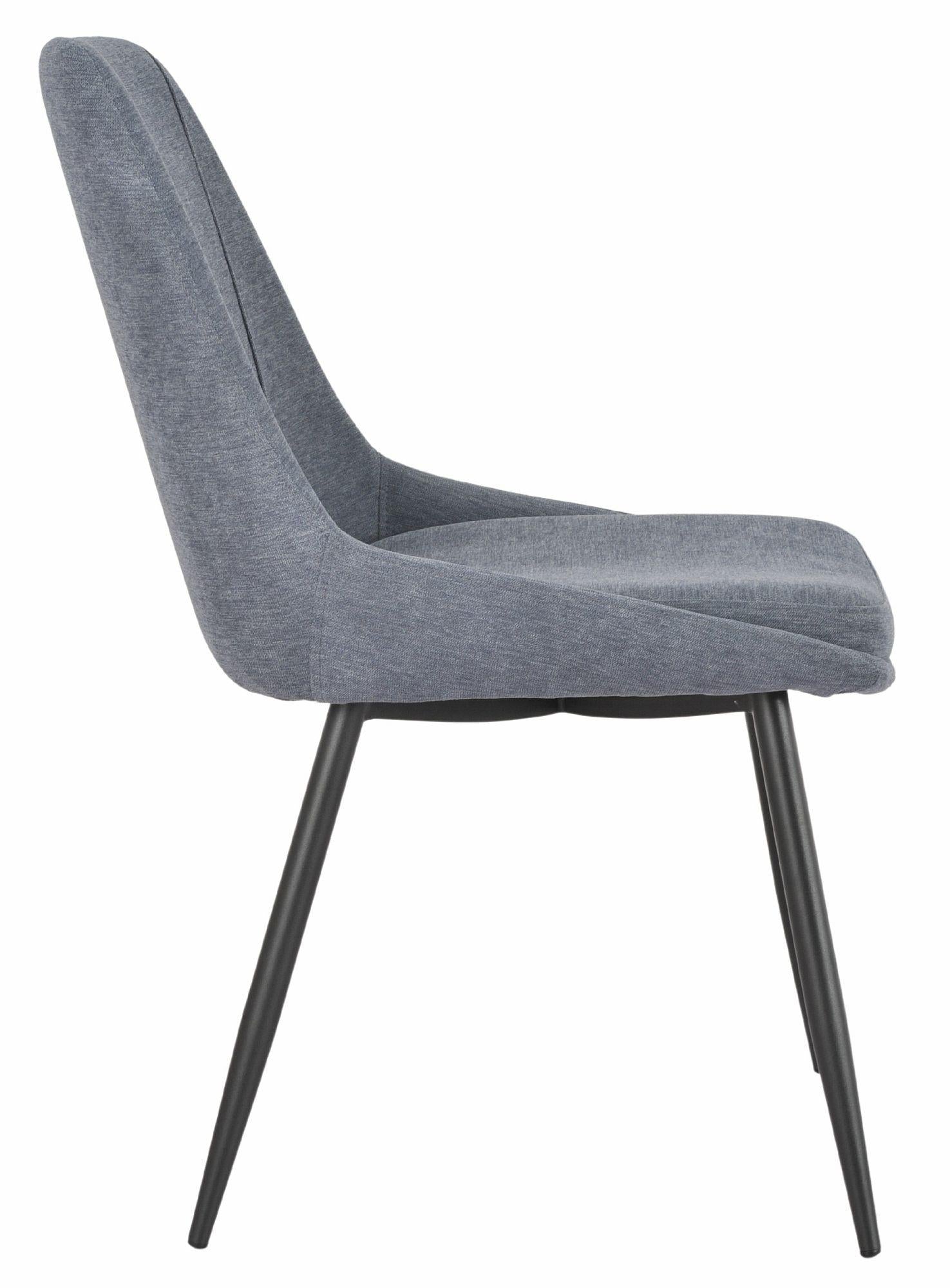 Jeeves Dark Grey Fabric Dining Chair with Black Legs - Pair of 2