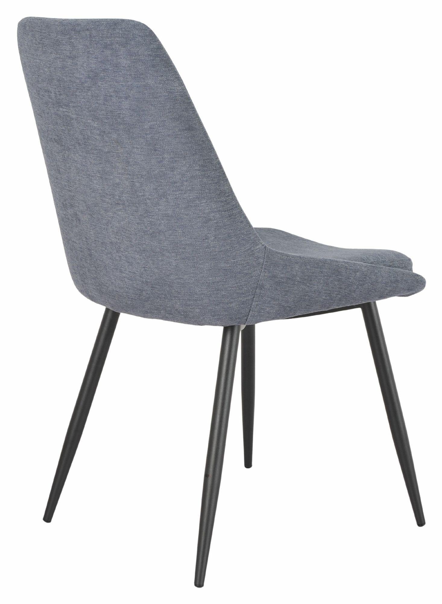 Jeeves Dark Grey Fabric Dining Chair with Black Legs - Pair of 2