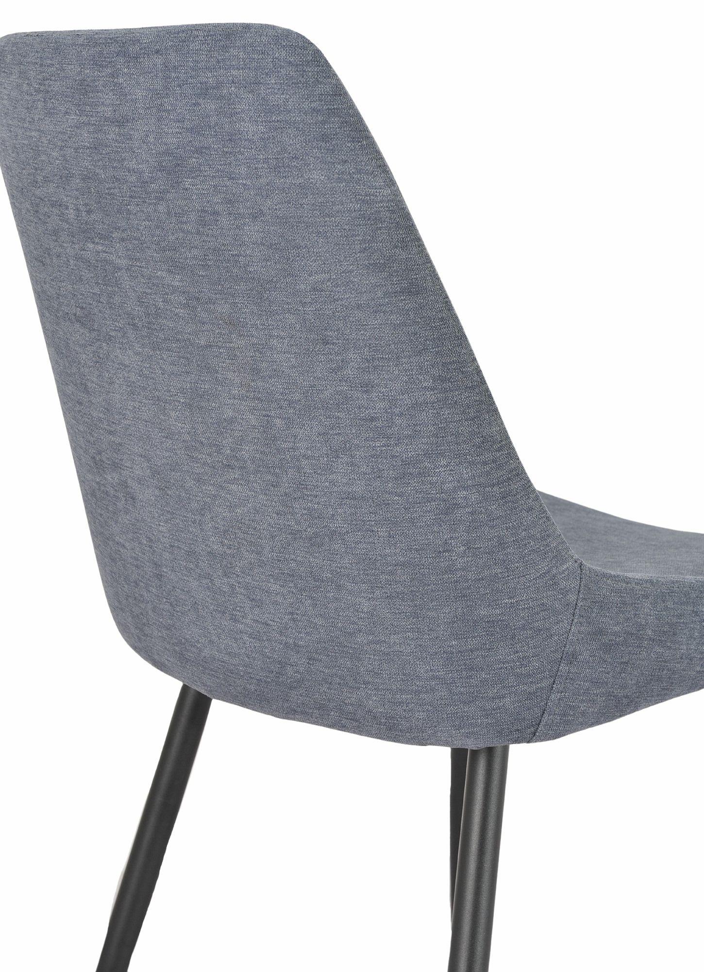 Jeeves Dark Grey Fabric Dining Chair with Black Legs - Pair of 2