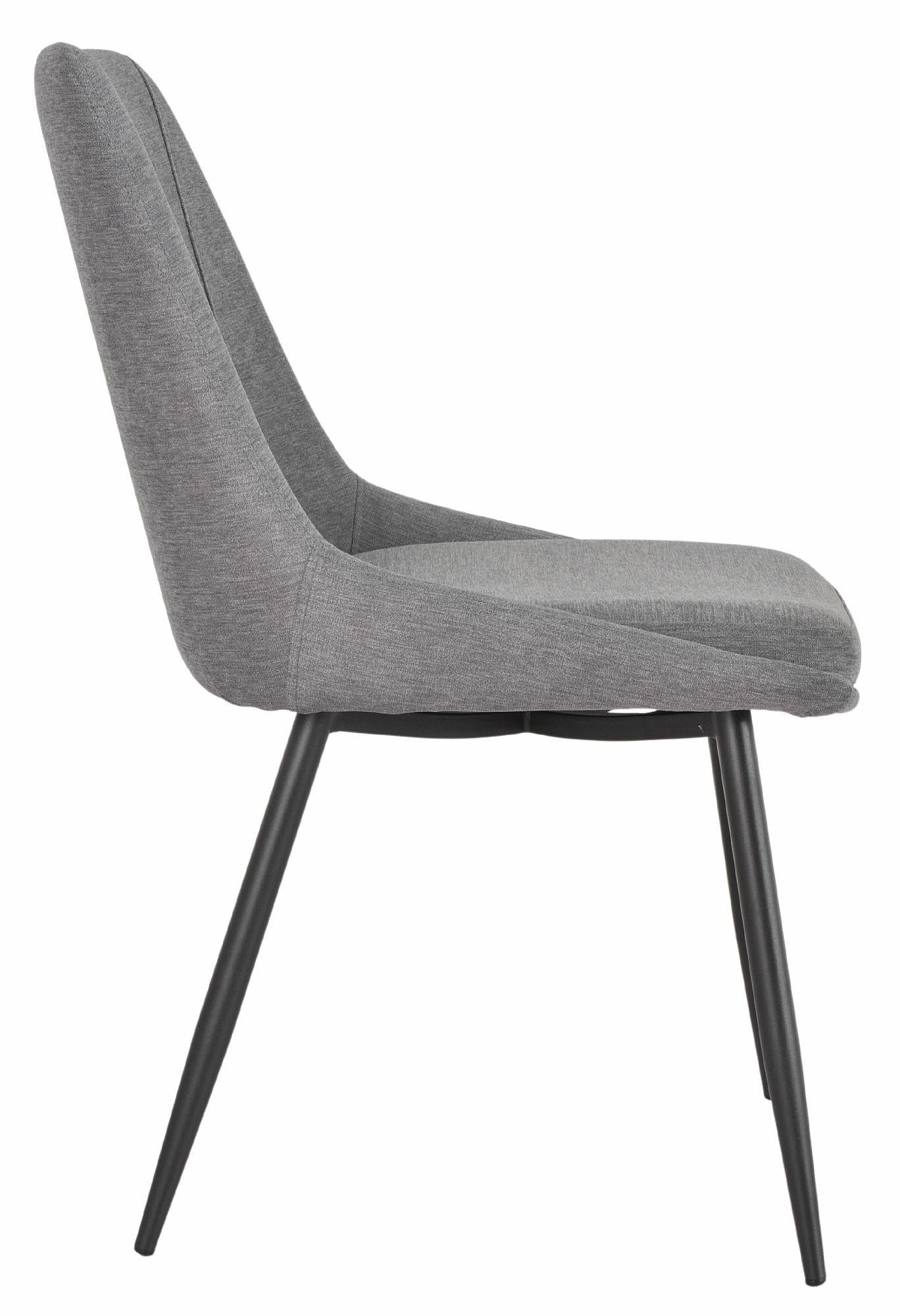 Jeeves Grey Fabric Dining Chair with Black Legs - Pair of 2