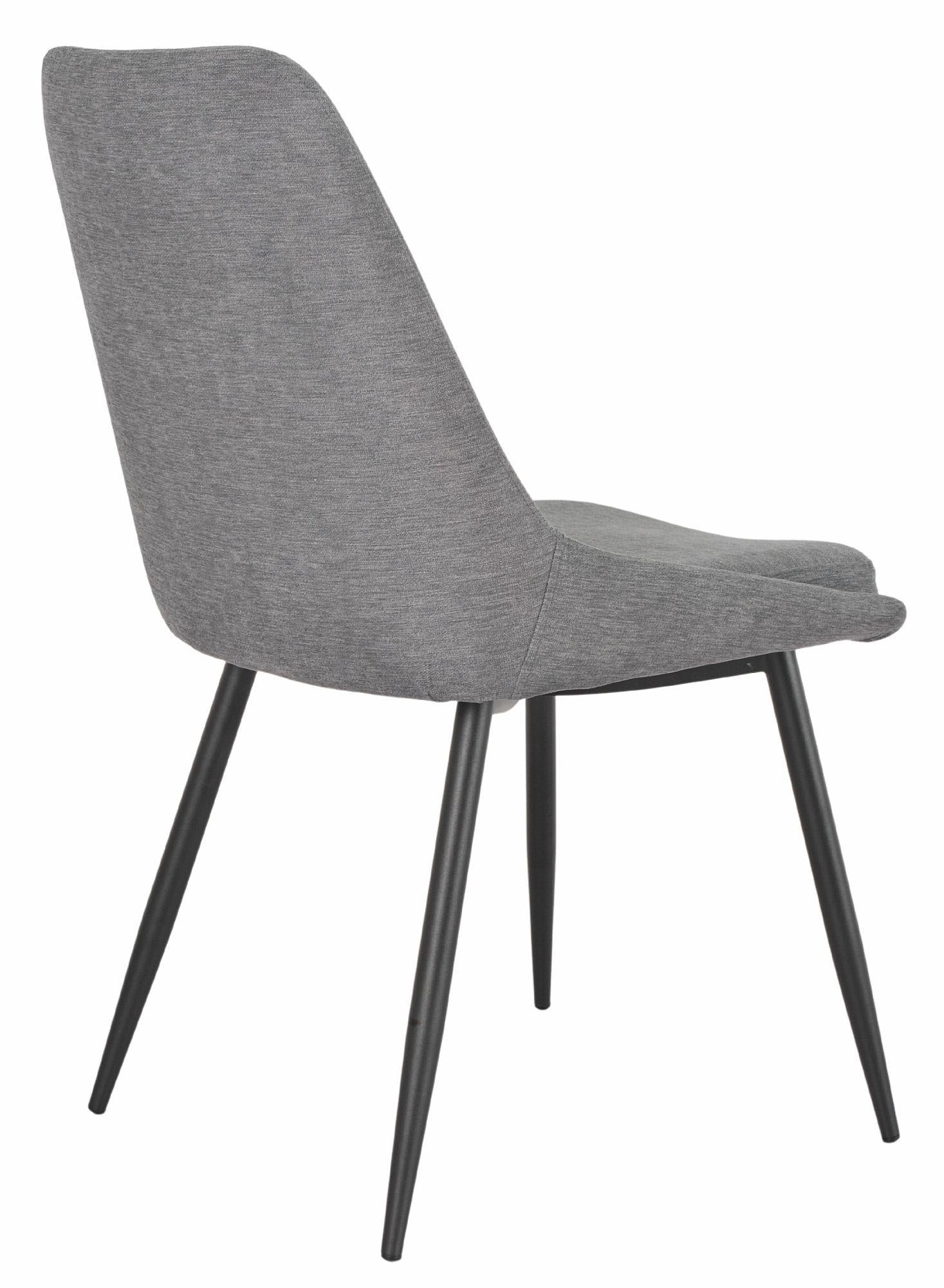 Jeeves Grey Fabric Dining Chair with Black Legs - Pair of 2