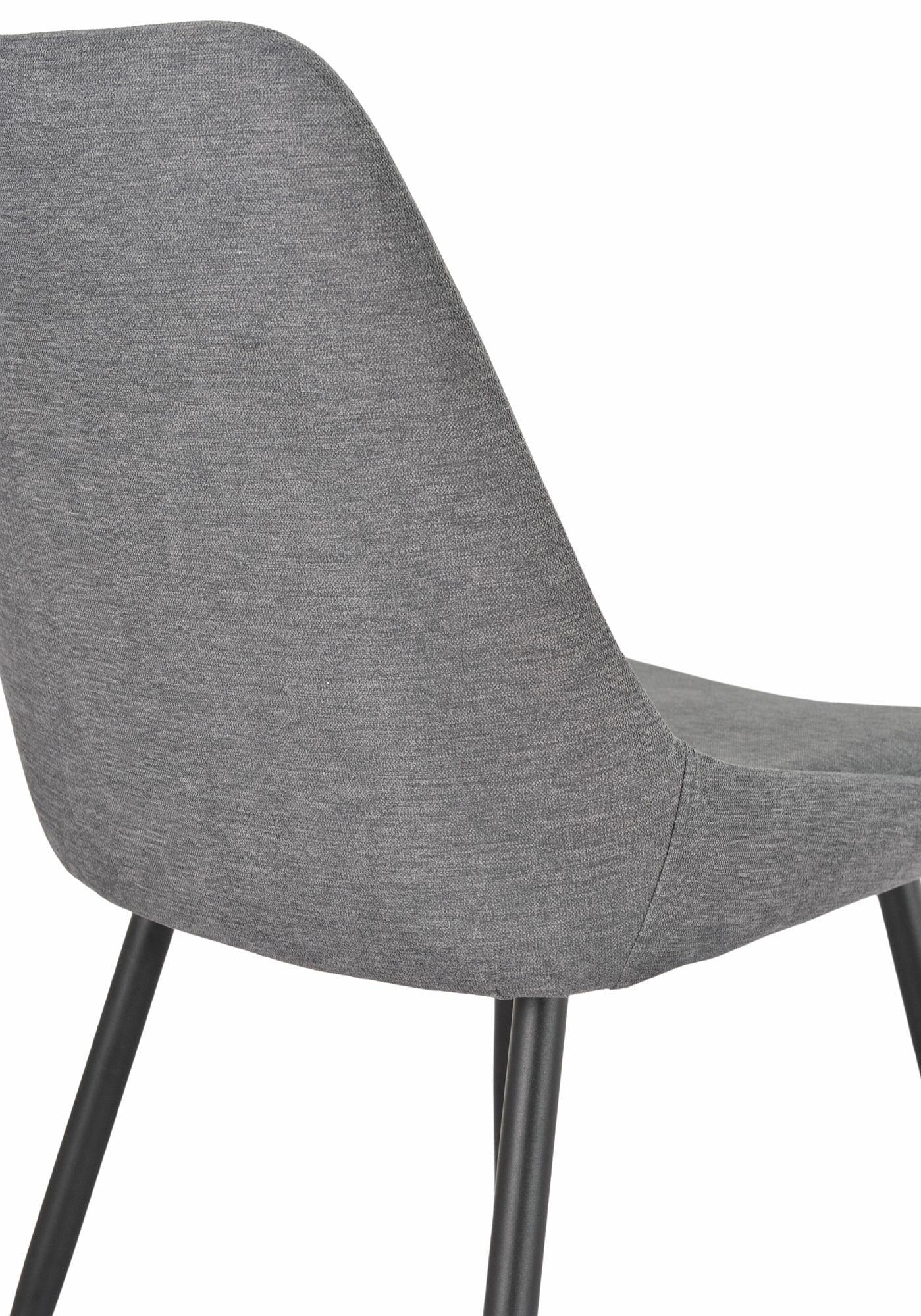 Jeeves Grey Fabric Dining Chair with Black Legs - Pair of 2
