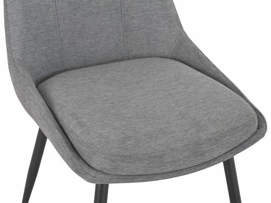 Jeeves Grey Fabric Dining Chair with Black Legs - Pair of 2