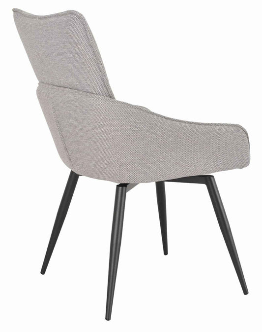 Flavio Grey Fabric Swivel Dining Chair with Black Legs - Pair of 2
