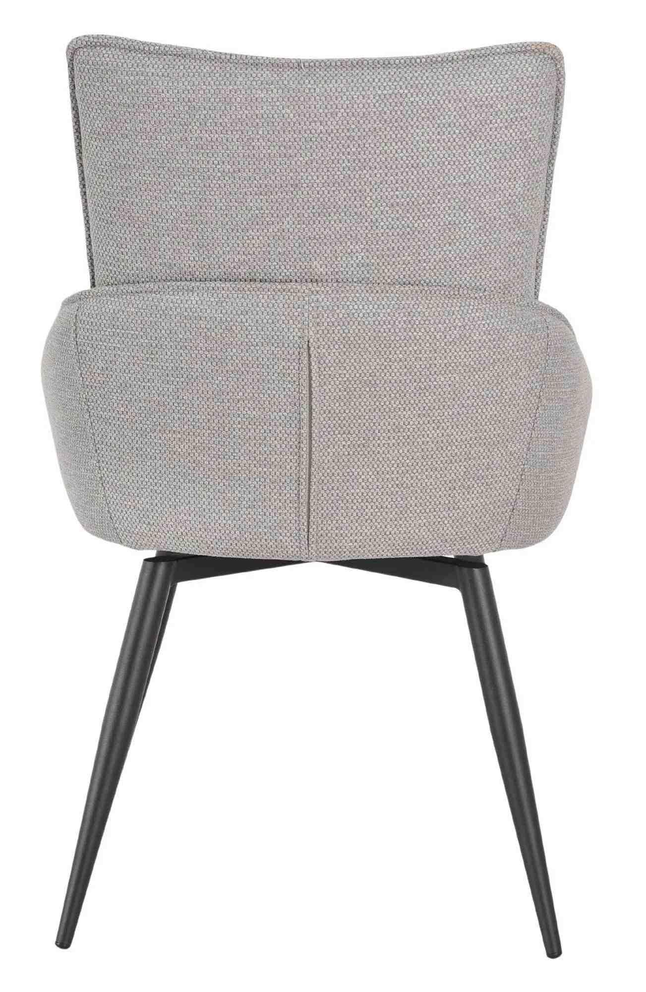 Flavio Grey Fabric Swivel Dining Chair with Black Legs - Pair of 2