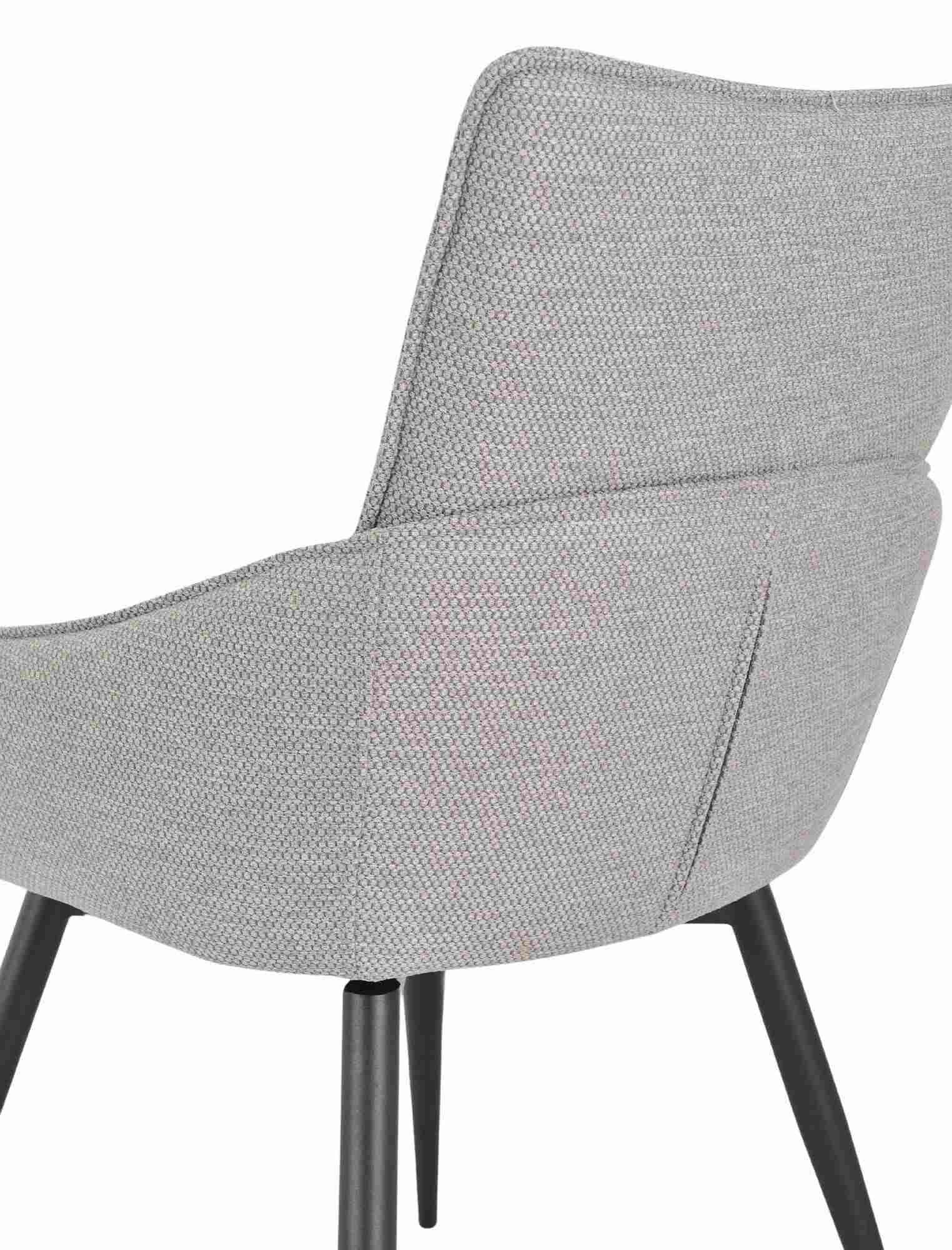 Flavio Grey Fabric Swivel Dining Chair with Black Legs - Pair of 2