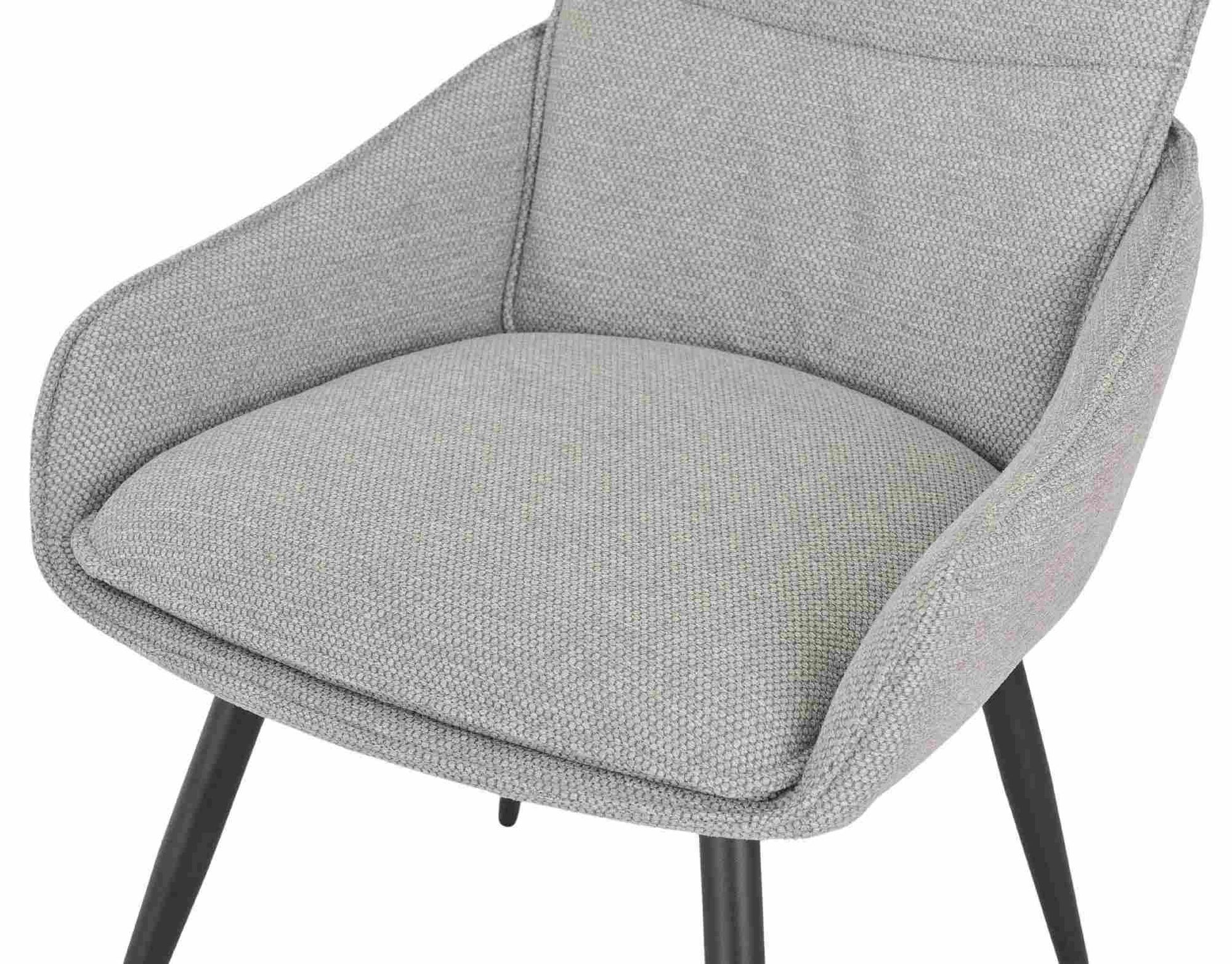Flavio Grey Fabric Swivel Dining Chair with Black Legs - Pair of 2