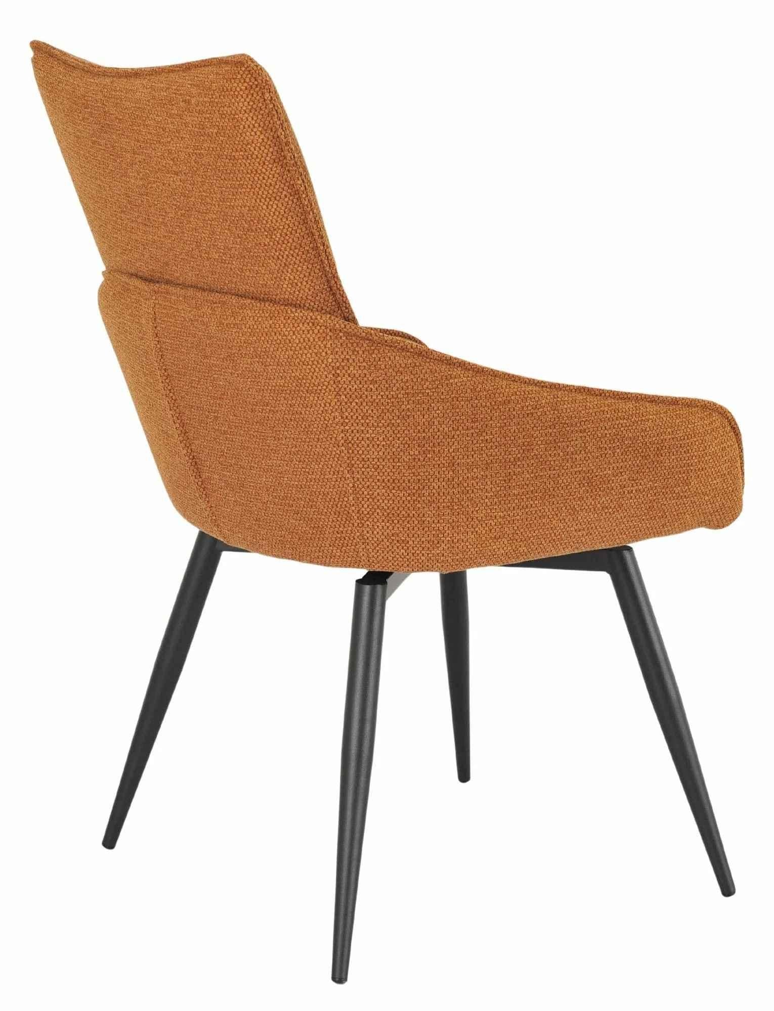 Flavio Orange Fabric Swivel Dining Chair with Black Legs - Pair of 2