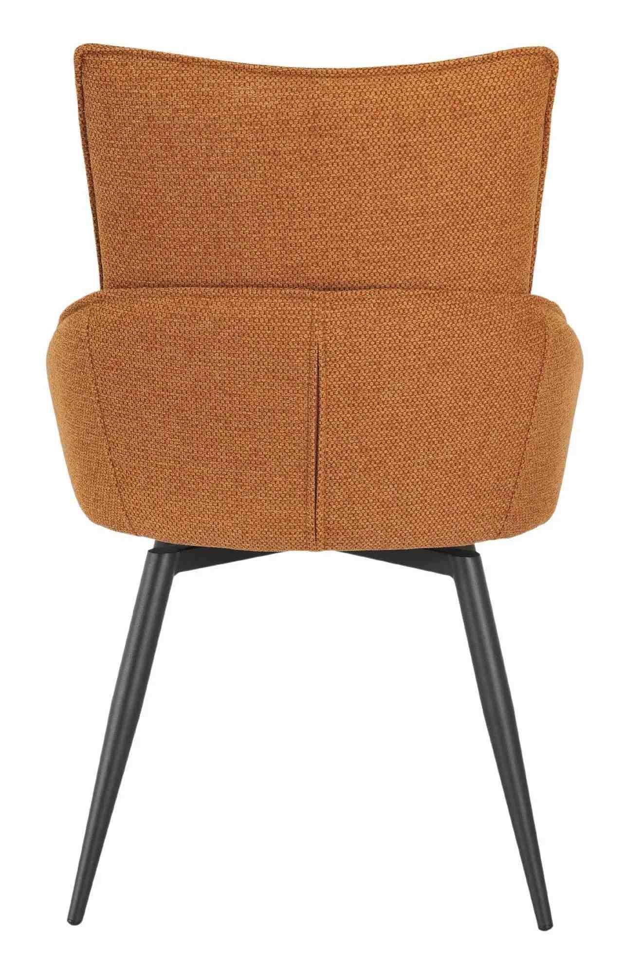 Flavio Orange Fabric Swivel Dining Chair with Black Legs - Pair of 2