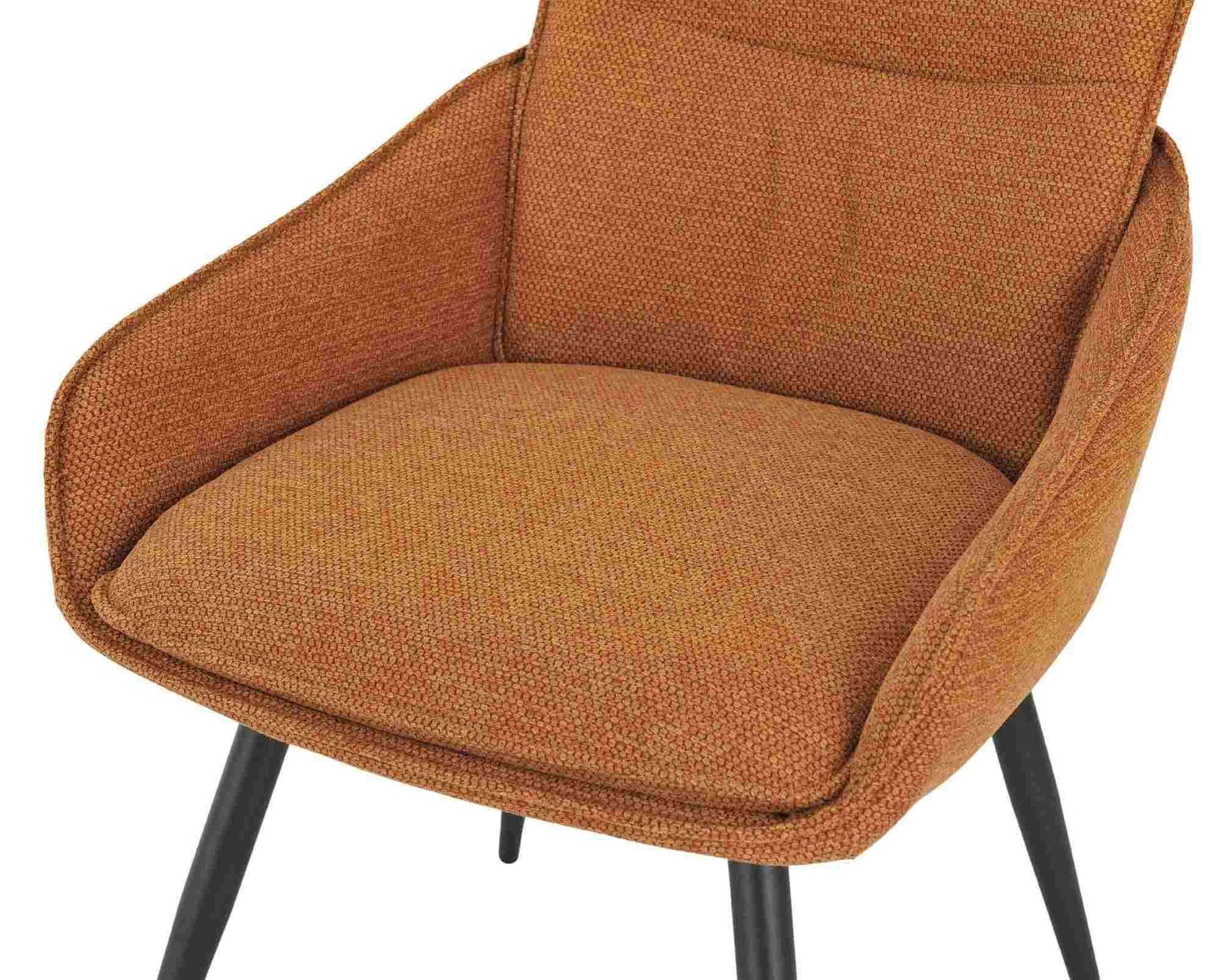 Flavio Orange Fabric Swivel Dining Chair with Black Legs - Pair of 2