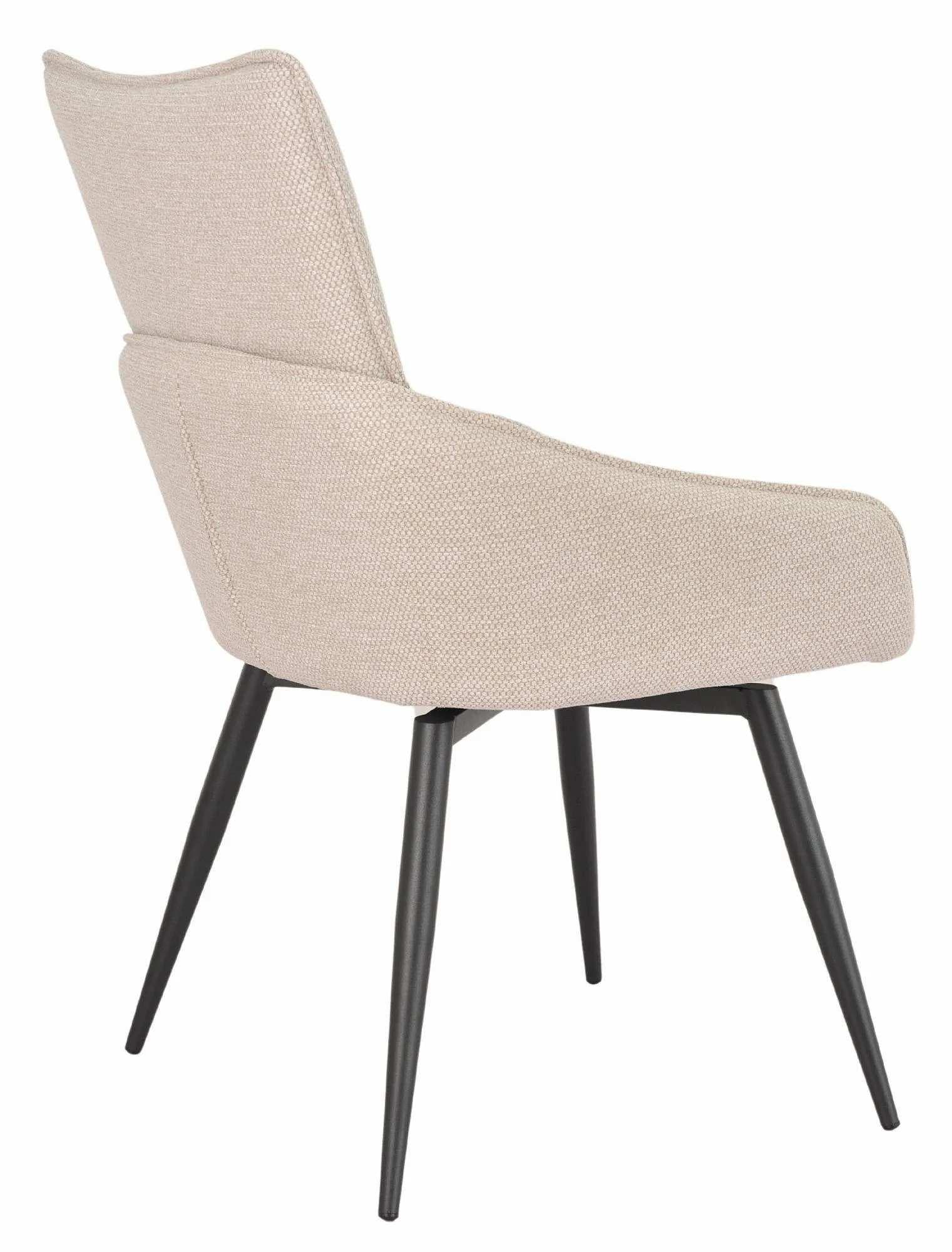 Flavio Beige Fabric Swivel Dining Chair with Black Legs - Pair of 2
