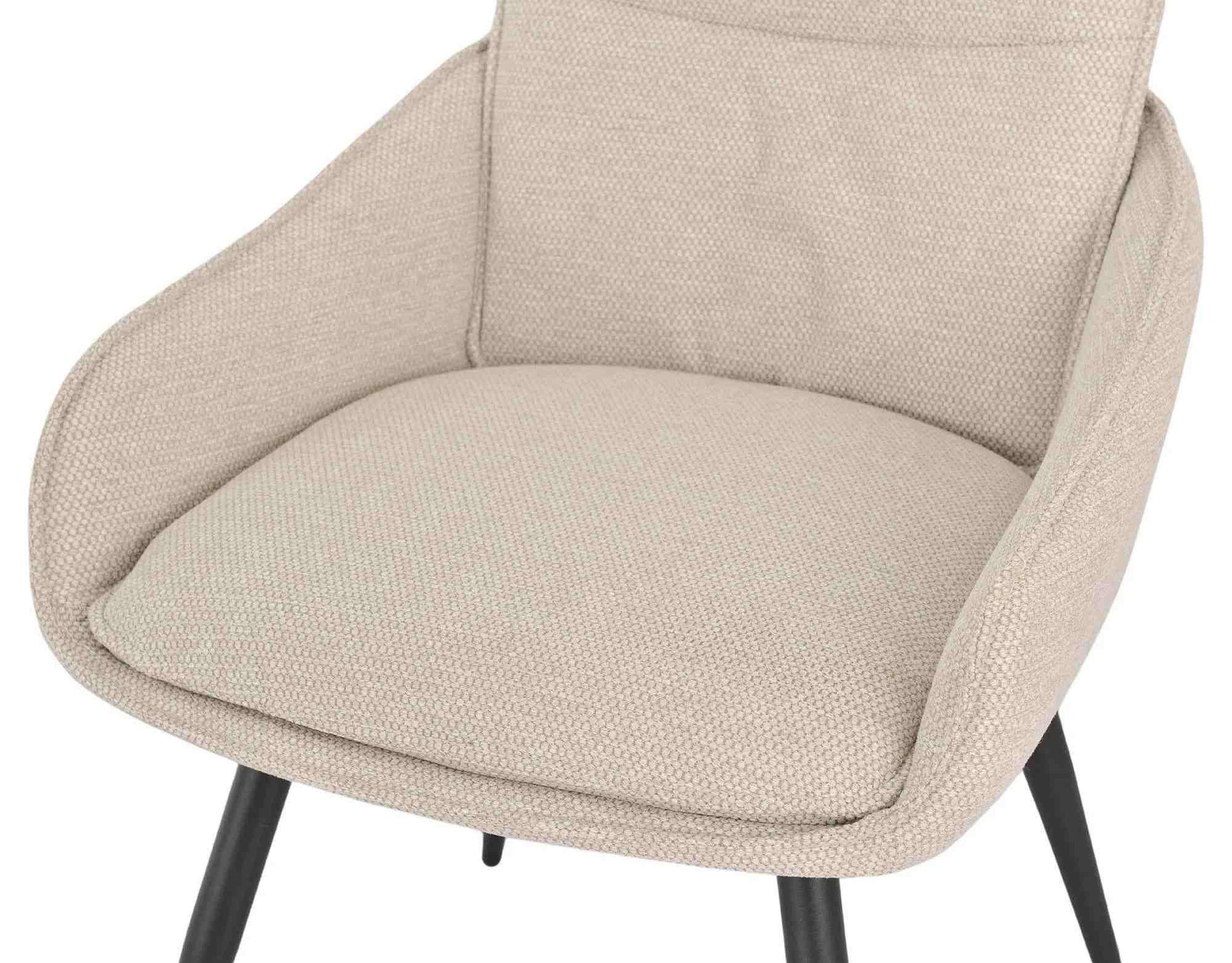 Flavio Beige Fabric Swivel Dining Chair with Black Legs - Pair of 2