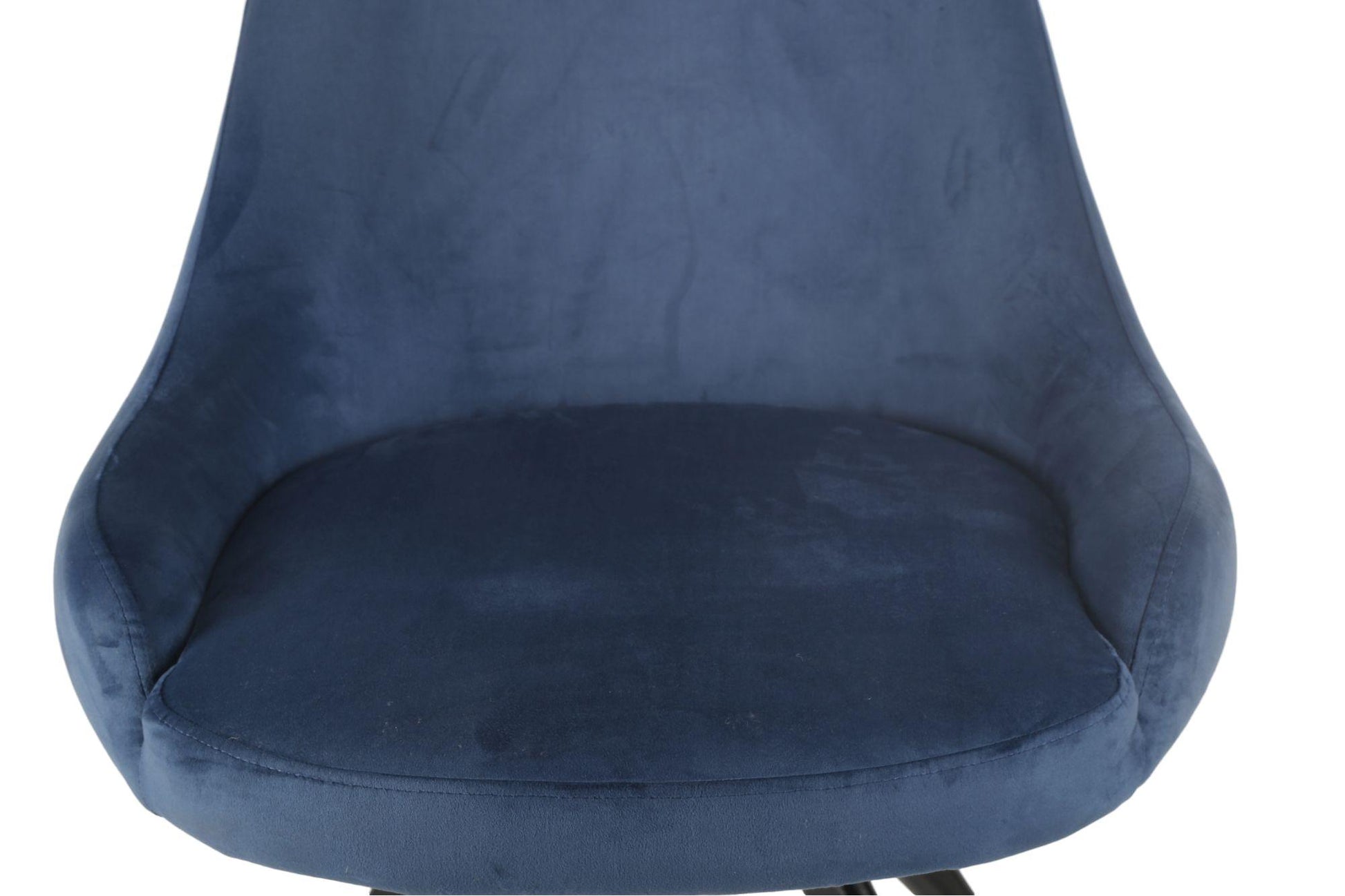 Harbo Blue Velvet Fabric Swivel Dining Chair with Black Legs - Pair of 2