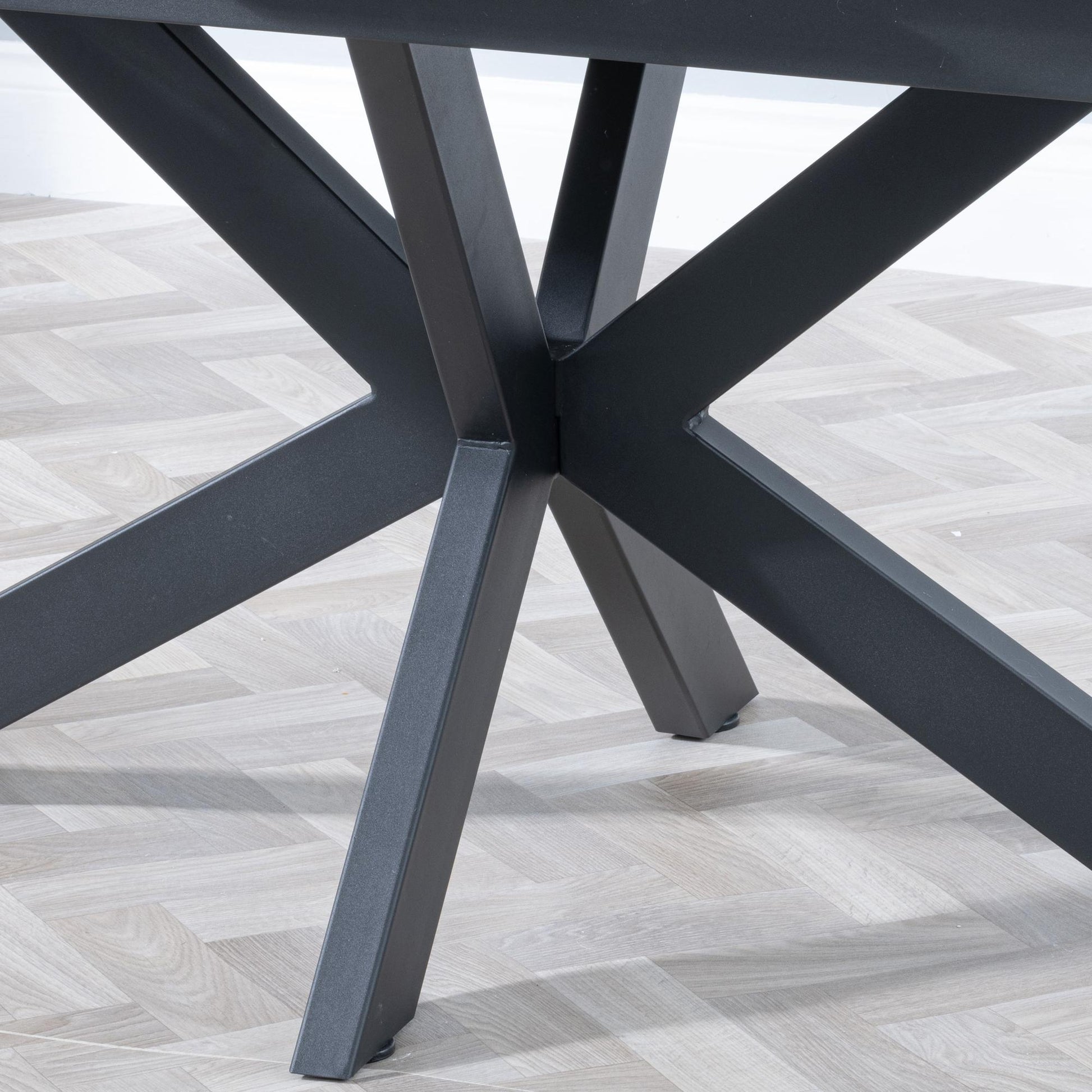 Eva White Sintered Stone Extending Dining Table with Black Star Base - 140cm/180cm