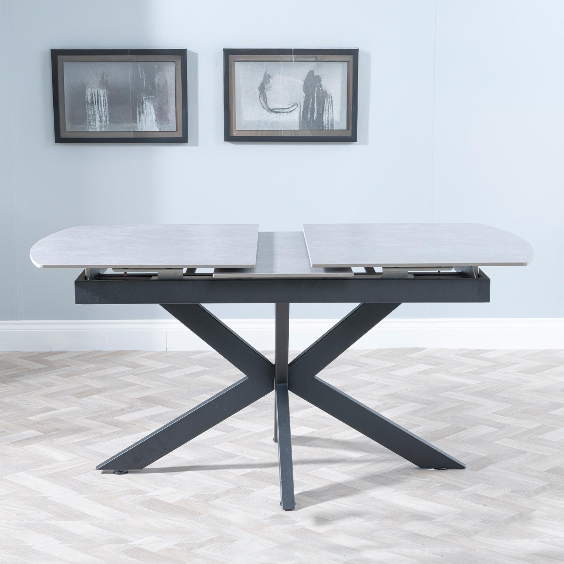 Eva Grey Sintered Stone Extending Dining Table with Black Star Base - 140cm/180cm