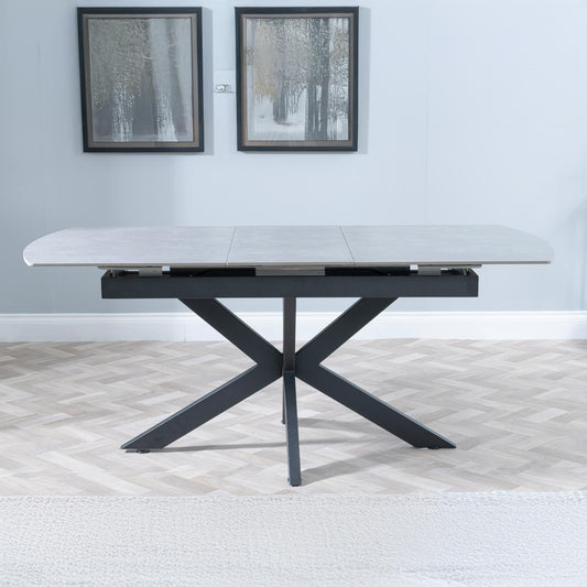 Eva Grey Sintered Stone Extending Dining Table with Black Star Base - 140cm/180cm