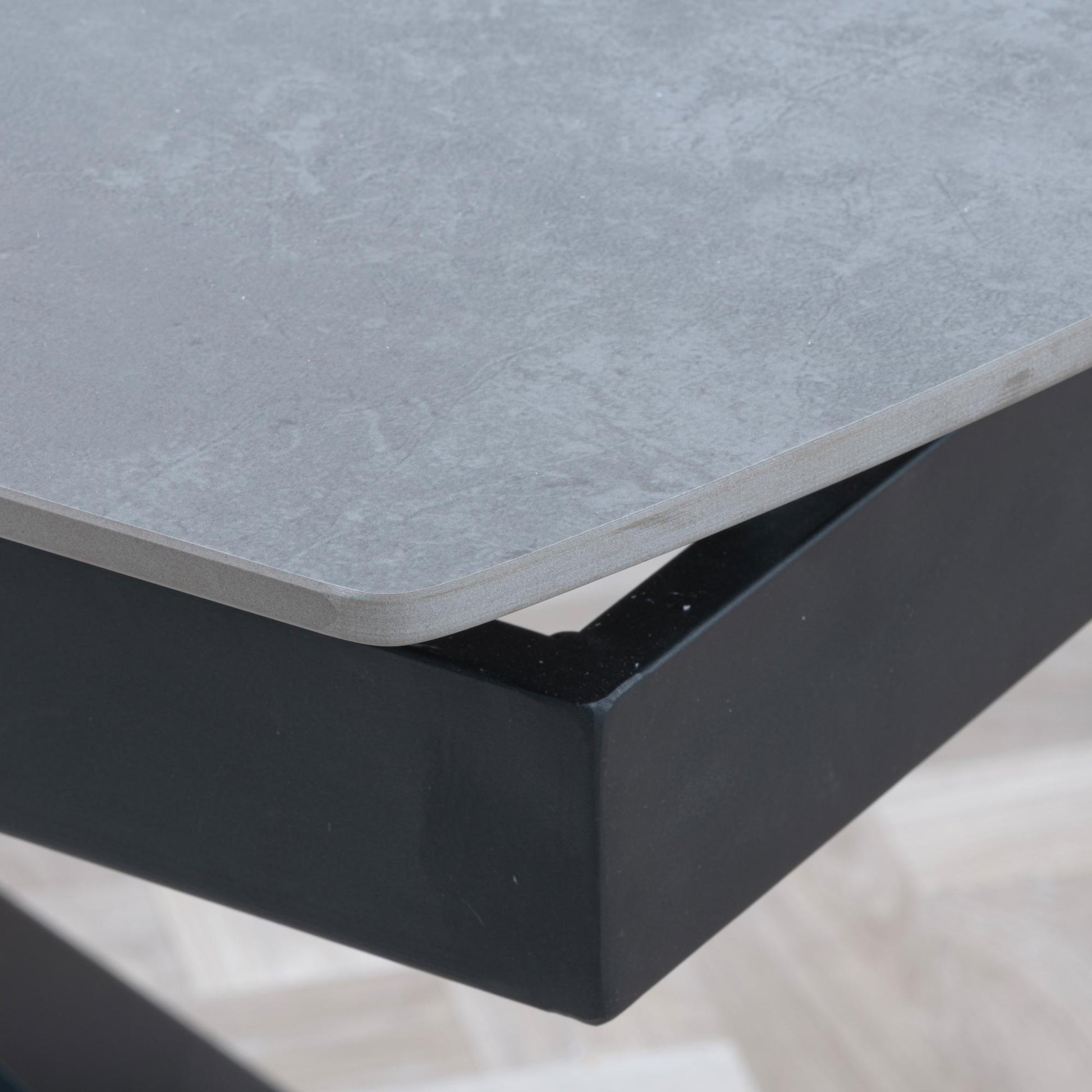 Eva Grey Sintered Stone Extending Dining Table with Black Star Base - 140cm/180cm
