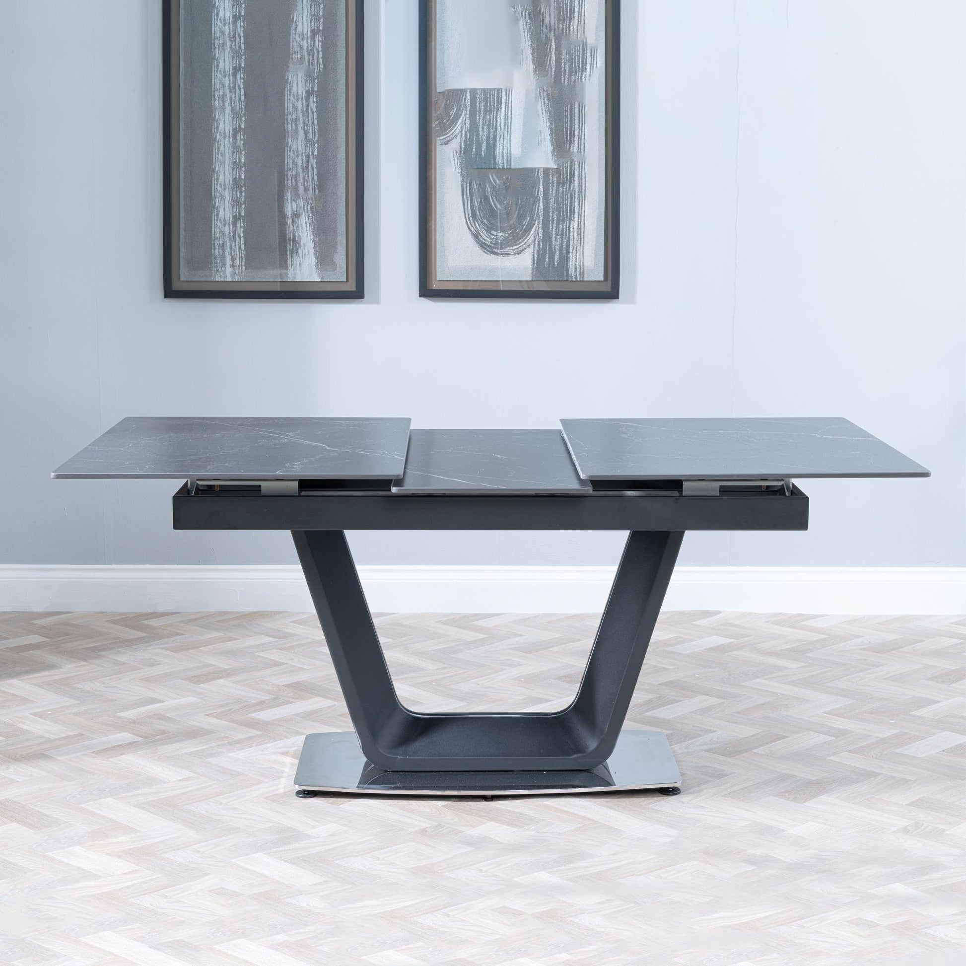 Delta Black Sintered Stone Extending Dining Table - 140cm/180cm