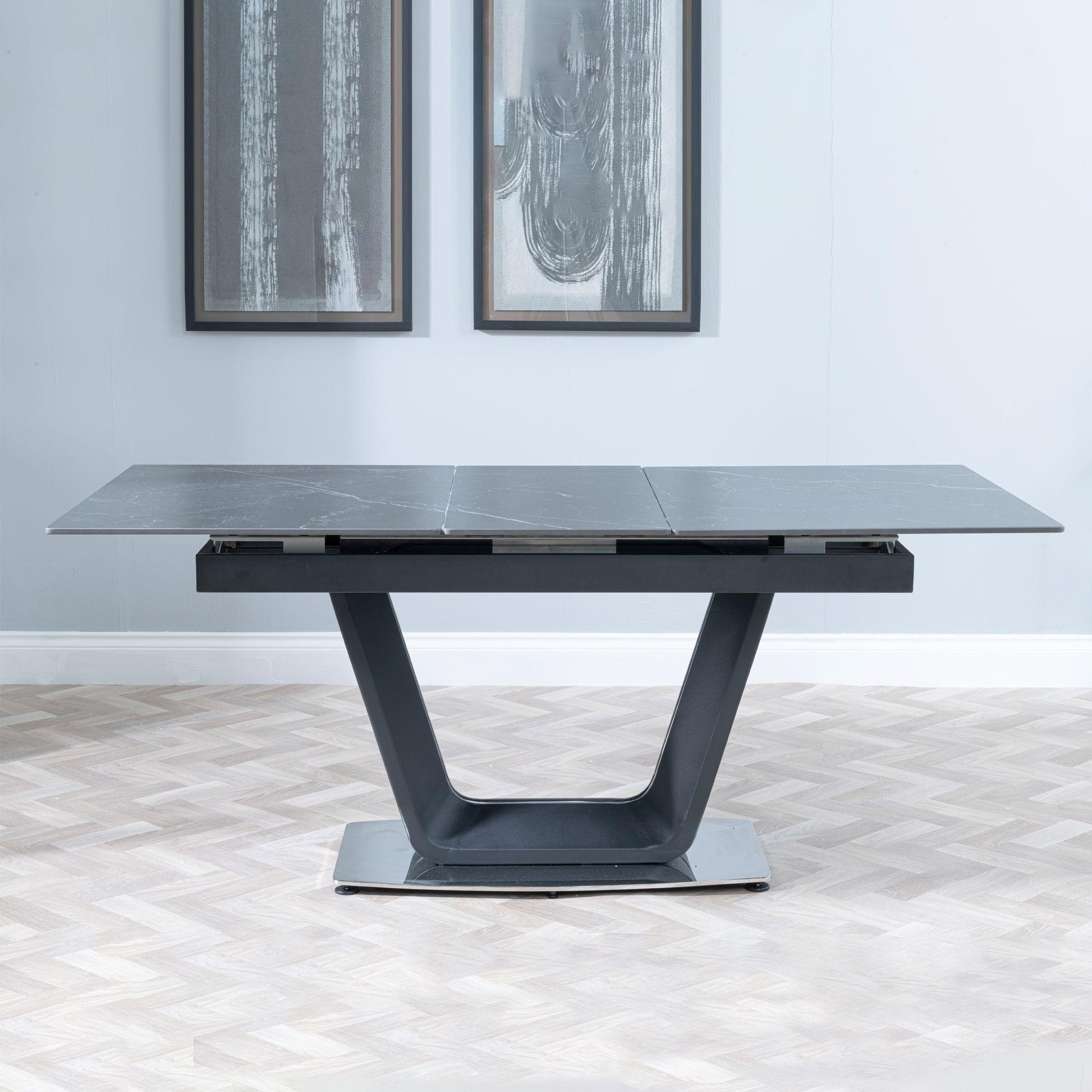 Delta Black Sintered Stone Extending Dining Table - 140cm/180cm