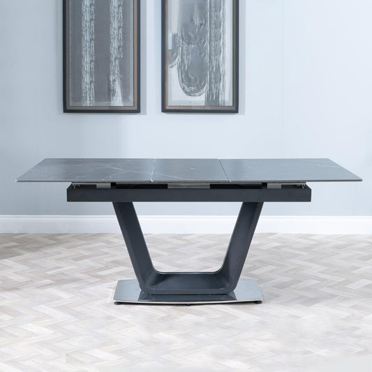 Delta Black Sintered Stone Extending Dining Table - 140cm/180cm