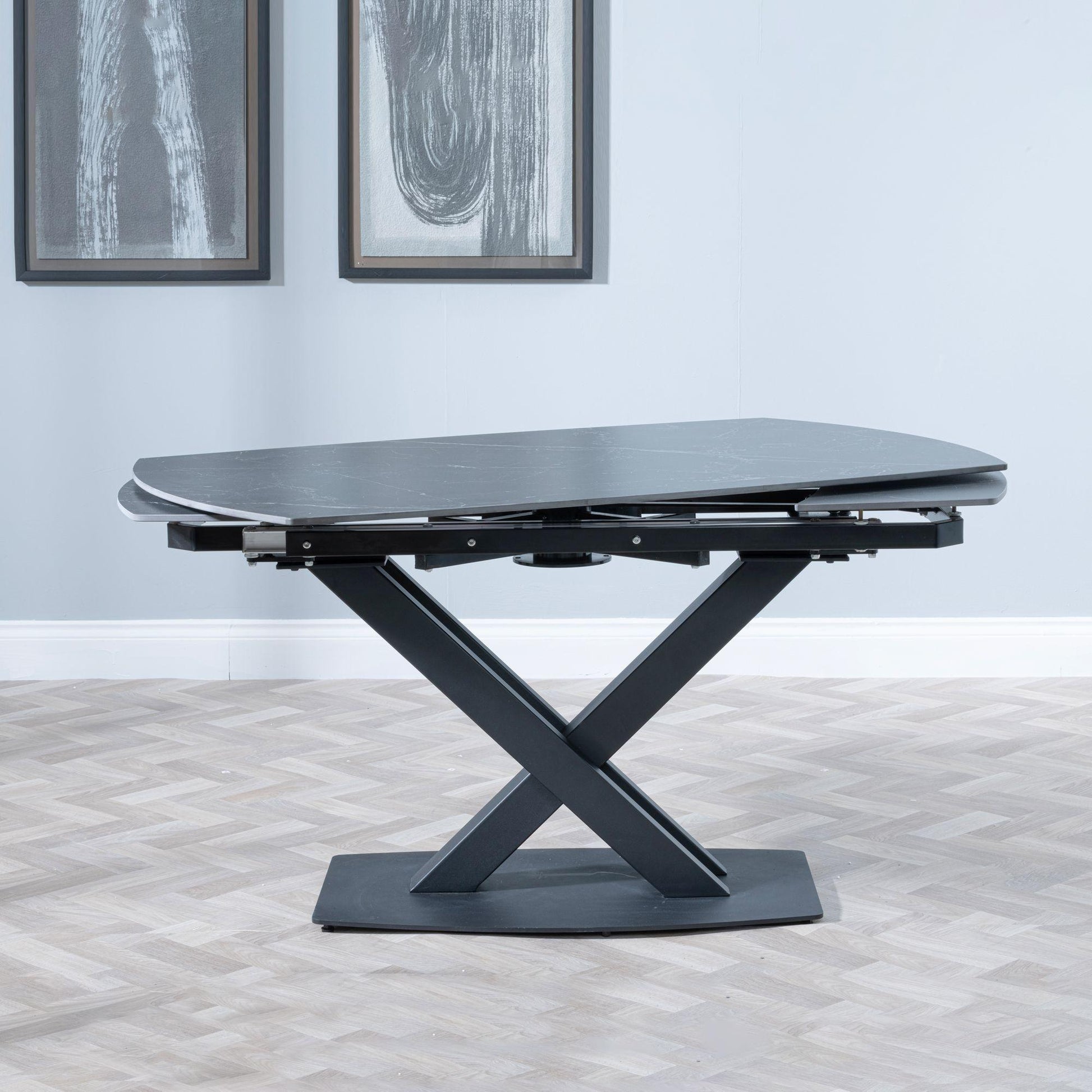 Atlanta Black Sintered Stone Extending Dining Table with Cross Base - 140cm/200cm