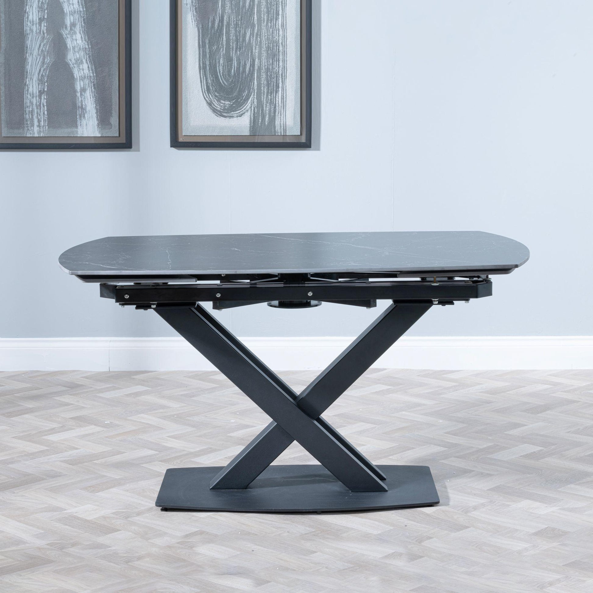 Atlanta Black Sintered Stone Extending Dining Table with Cross Base - 140cm/200cm