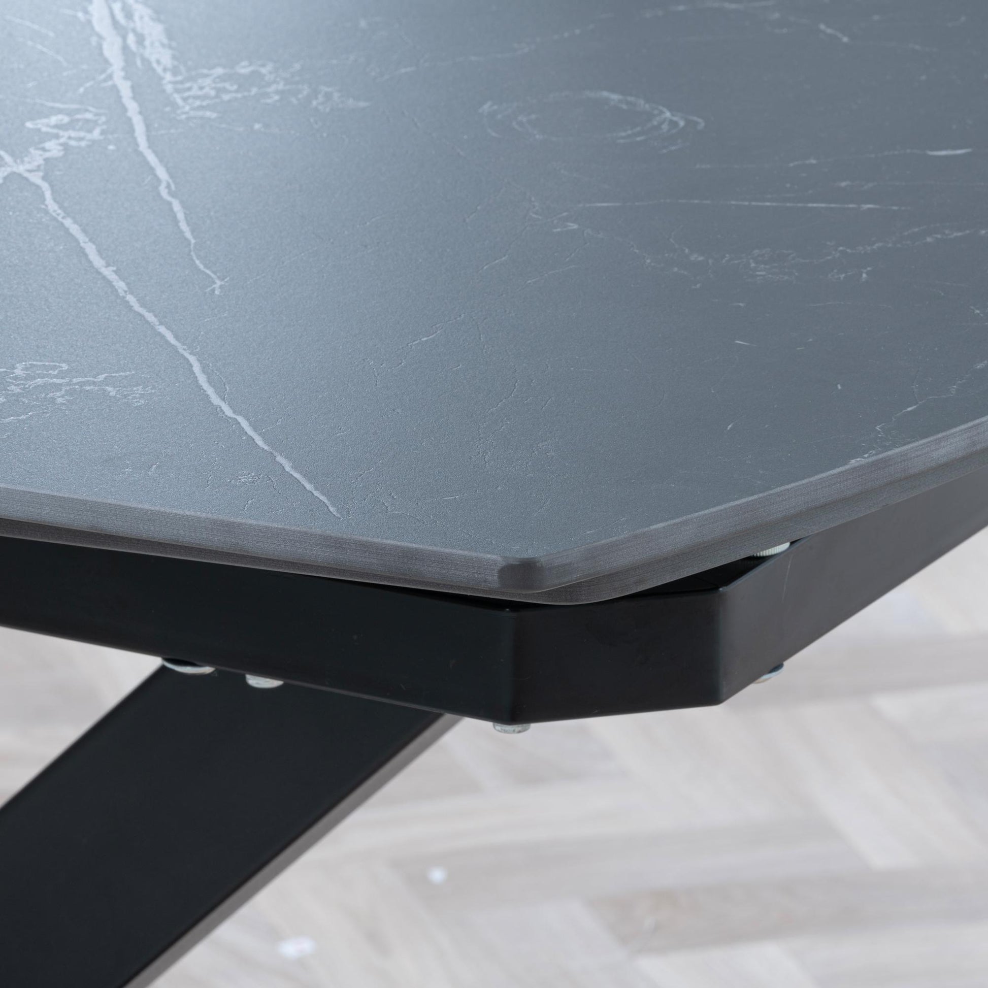 Atlanta Black Sintered Stone Extending Dining Table with Cross Base - 140cm/200cm