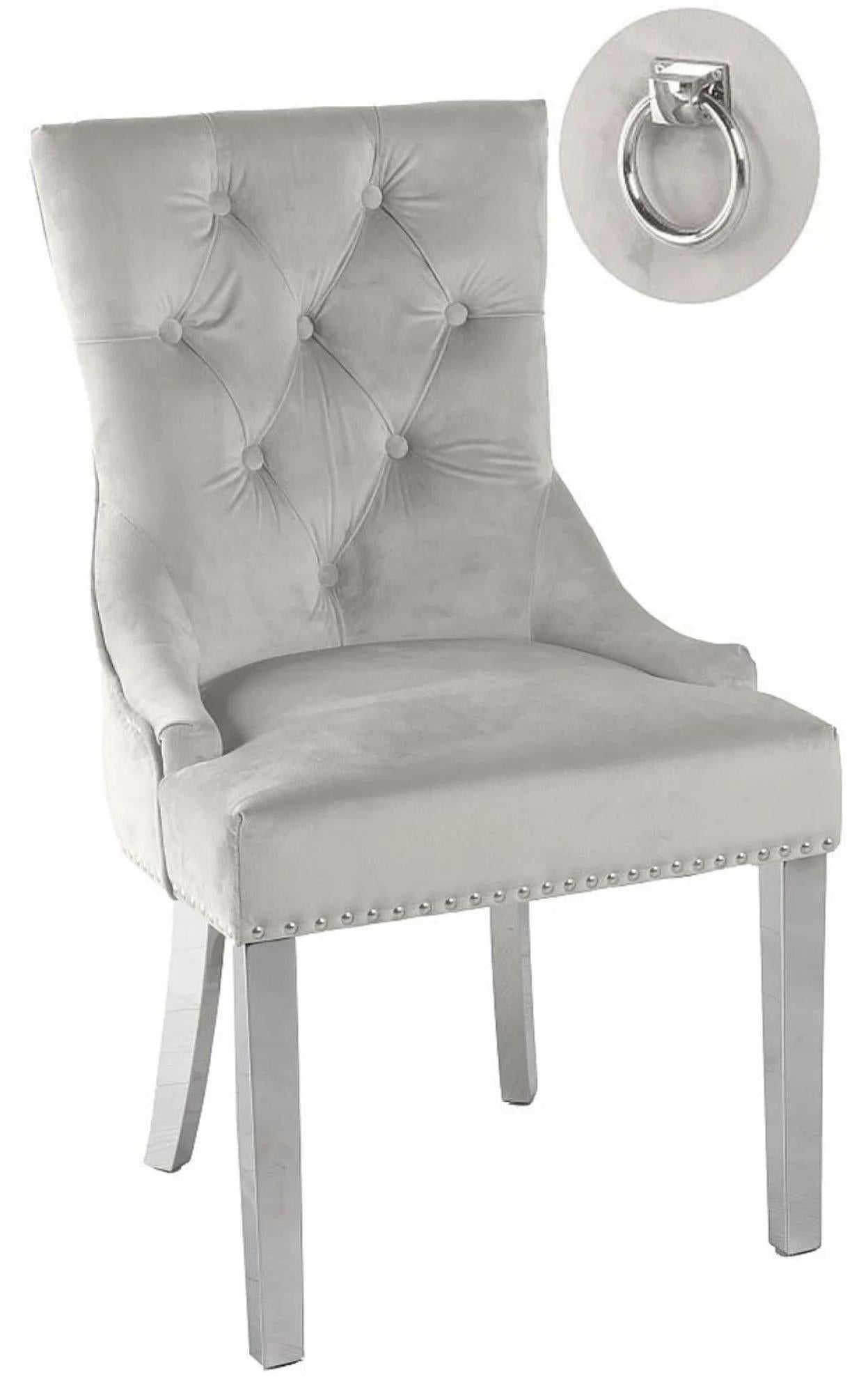 Monte Knocker Back Champagne Chair Velvet Chrome Legs - Pair of 2