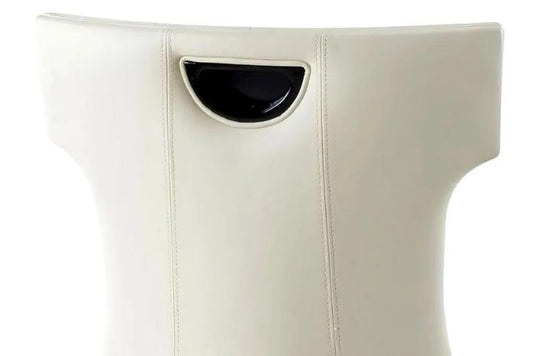 Tremiti Cream Leather Large High Back Dining Chair with Black Legs - Pair of 2