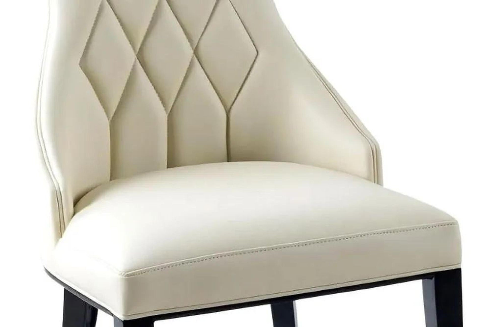 Tremiti Cream Leather Large High Back Dining Chair with Black Legs - Pair of 2